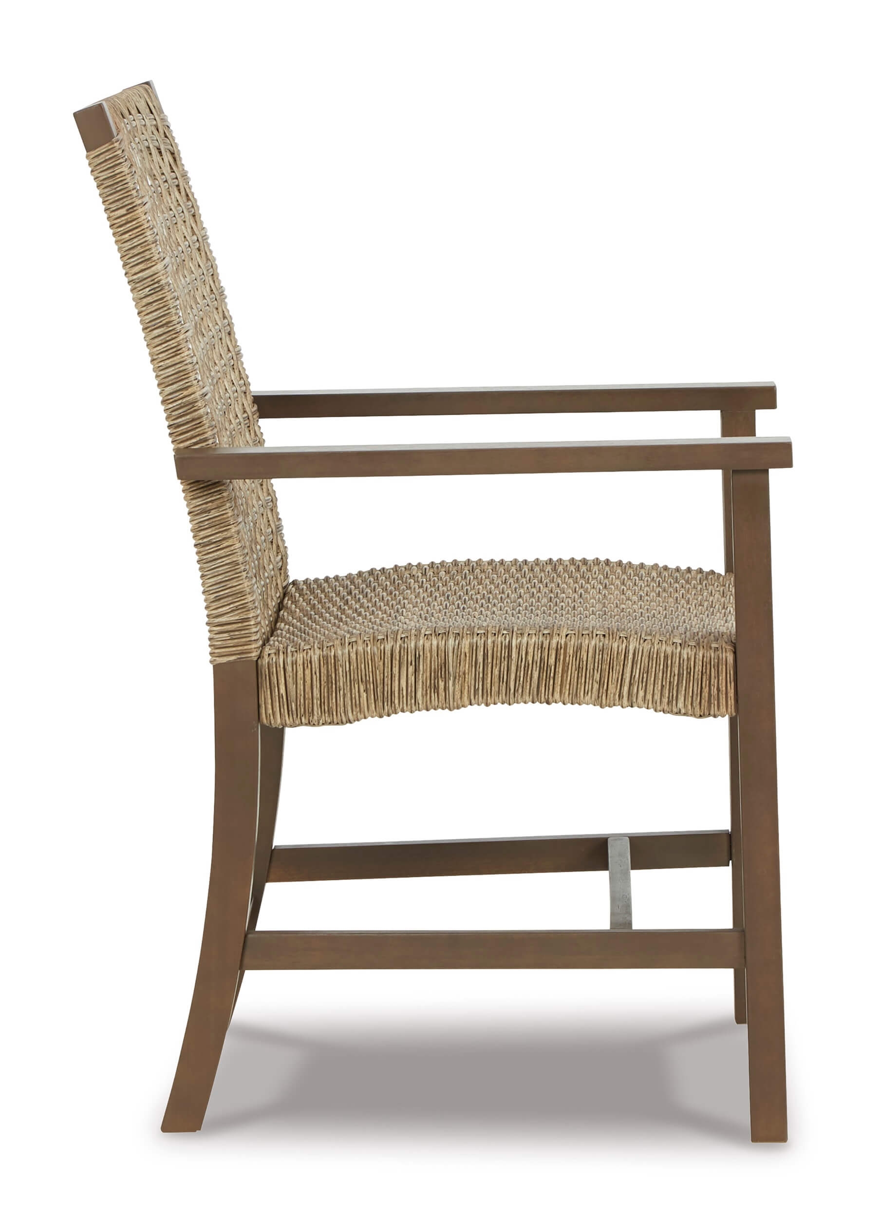 Germalia Outdoor Resin Wicker/Eucalyptus Wood Arm Chair