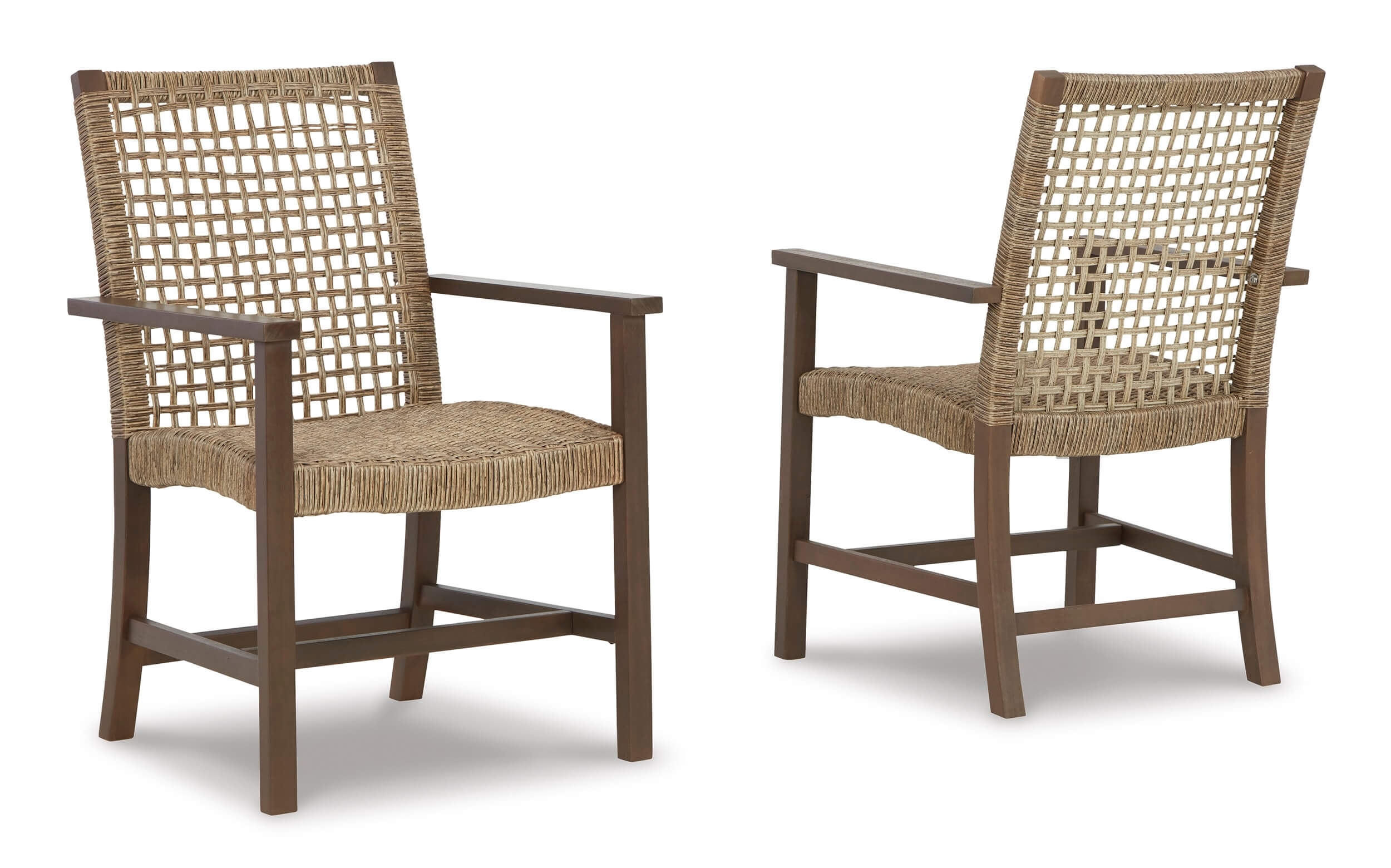 Germalia Outdoor Resin Wicker/Eucalyptus Wood Arm Chair