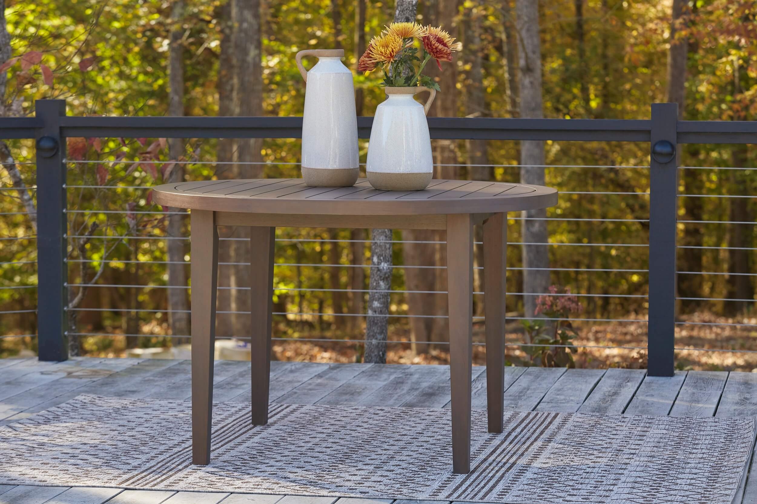 Germalia Outdoor Eucalyptus Wood Round Dining Table