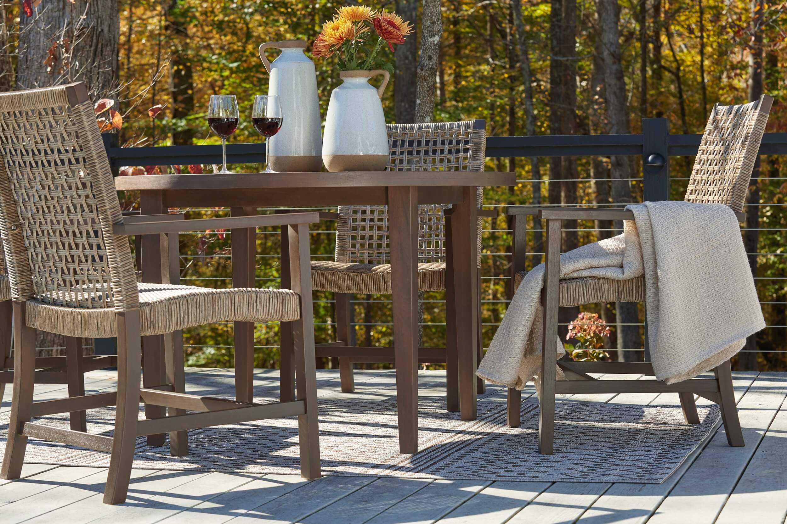 Germalia Outdoor Eucalyptus Wood Round Dining Table