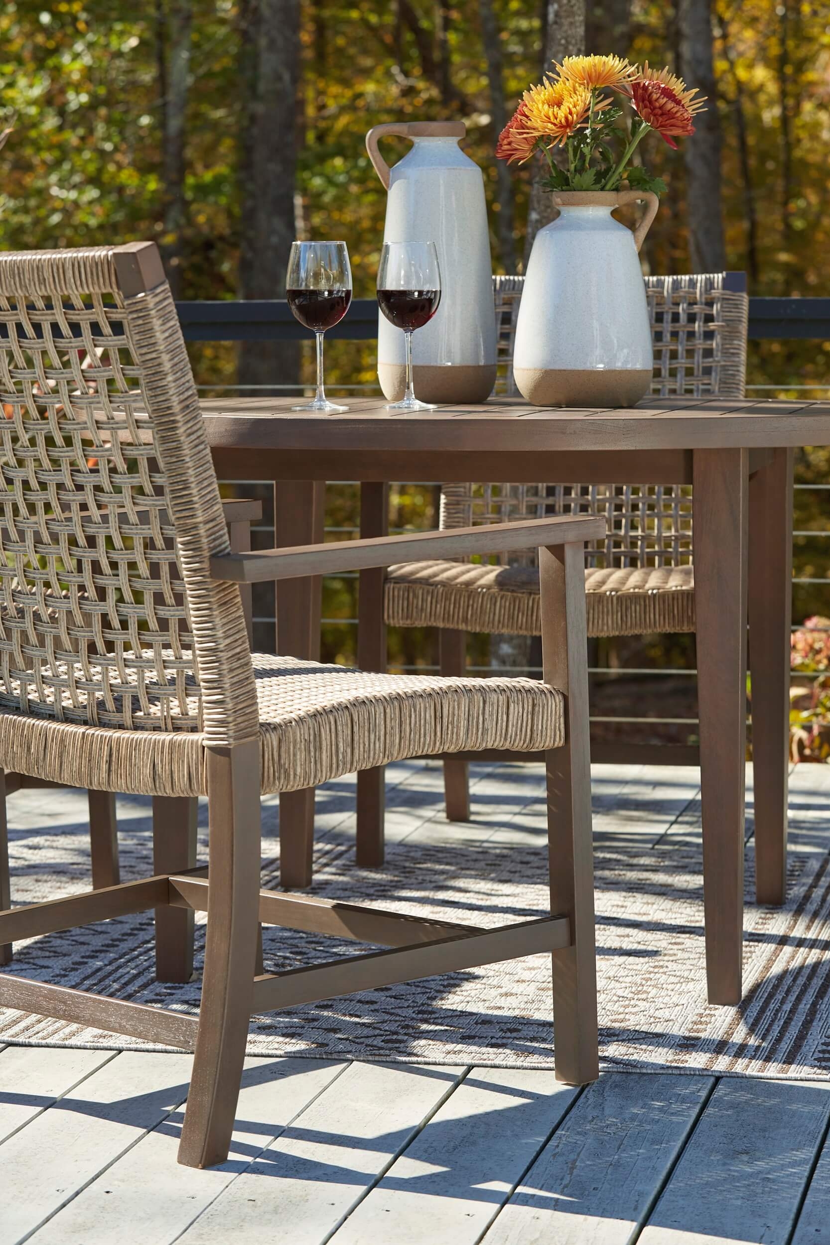 Germalia Outdoor Eucalyptus Wood Round Patio Dining Set
