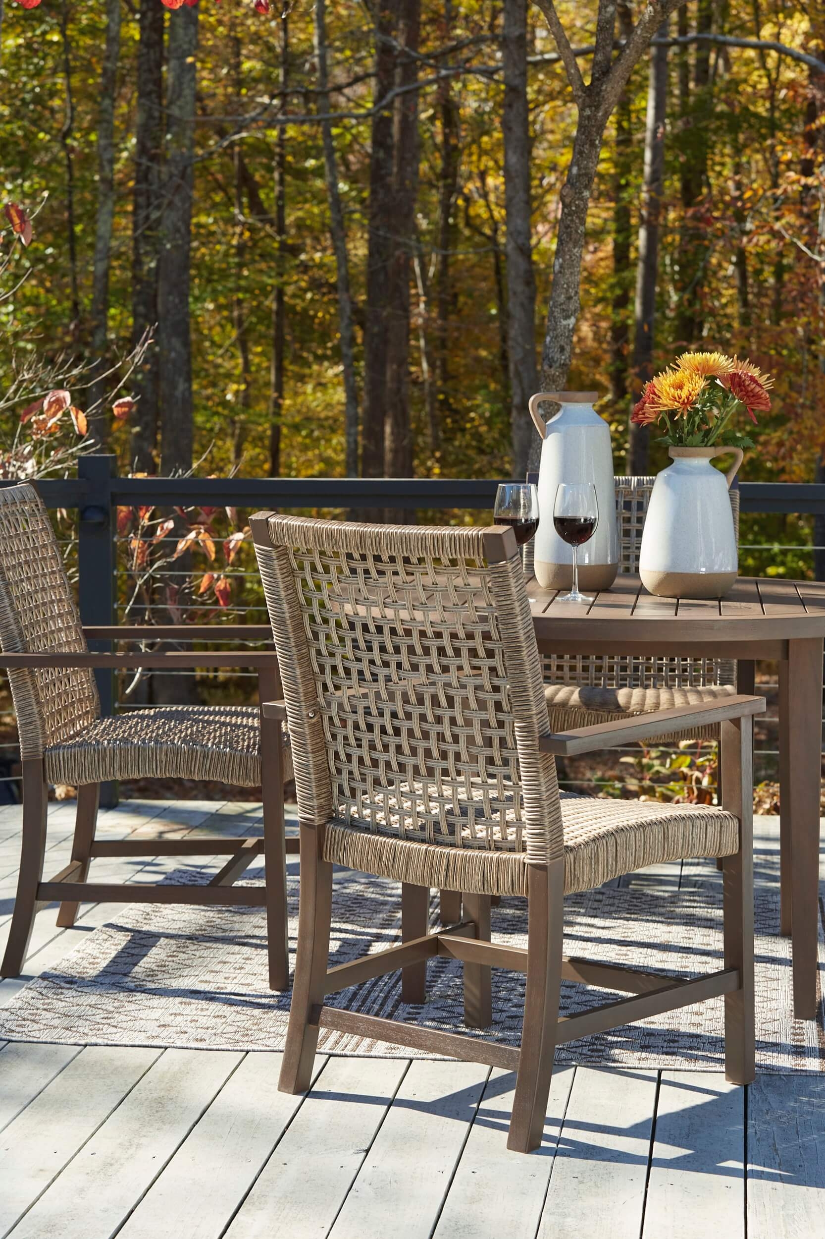 Germalia Outdoor Eucalyptus Wood Round Patio Dining Set