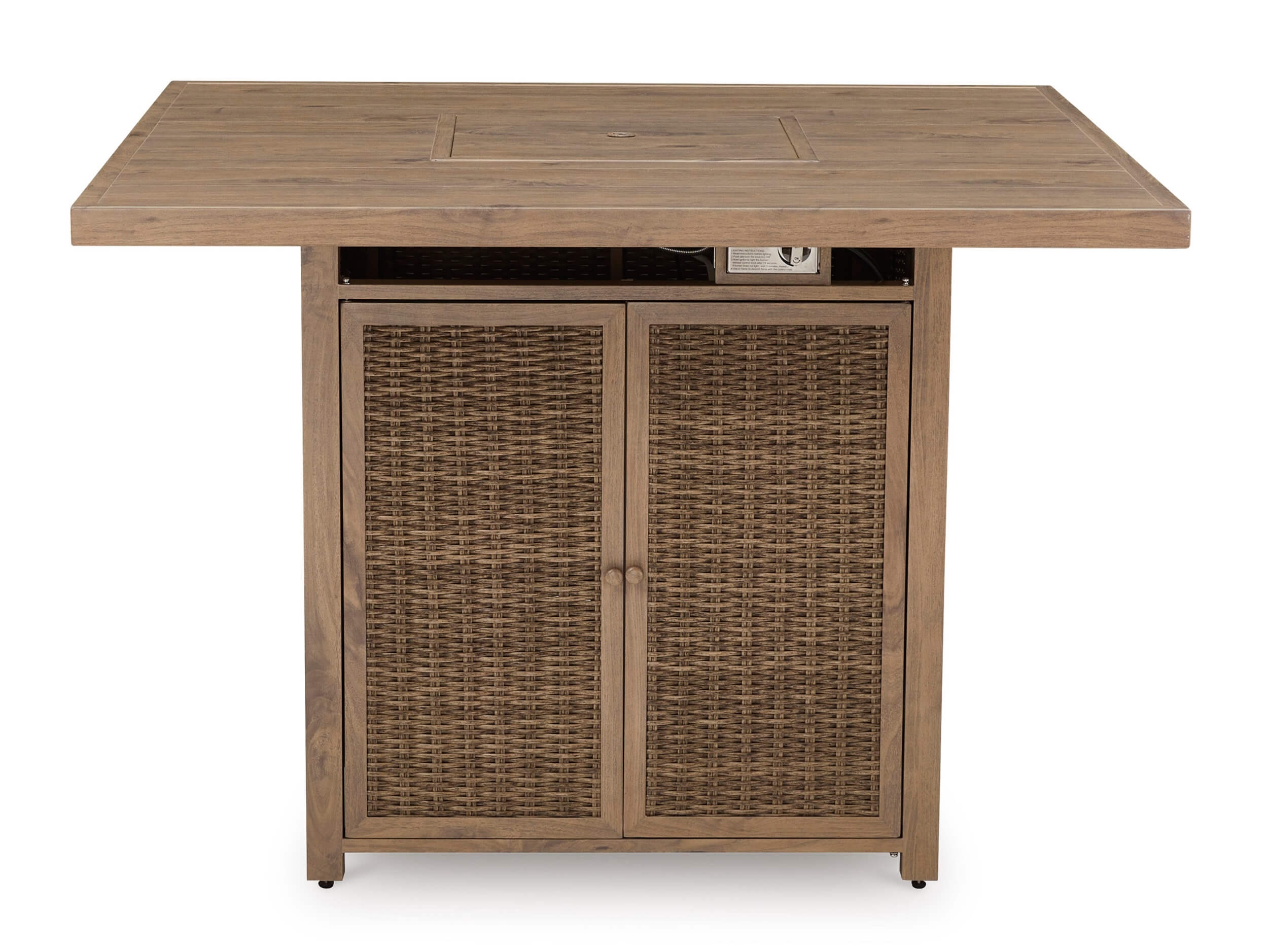 Walton Bridge Outdoor Resin Wicker Square Bar Table w/Fire Pit