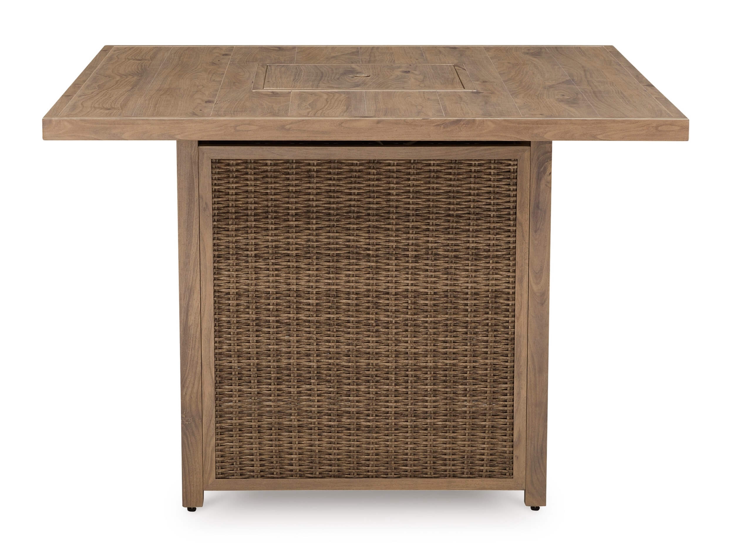 Walton Bridge Outdoor Resin Wicker Square Bar Table w/Fire Pit
