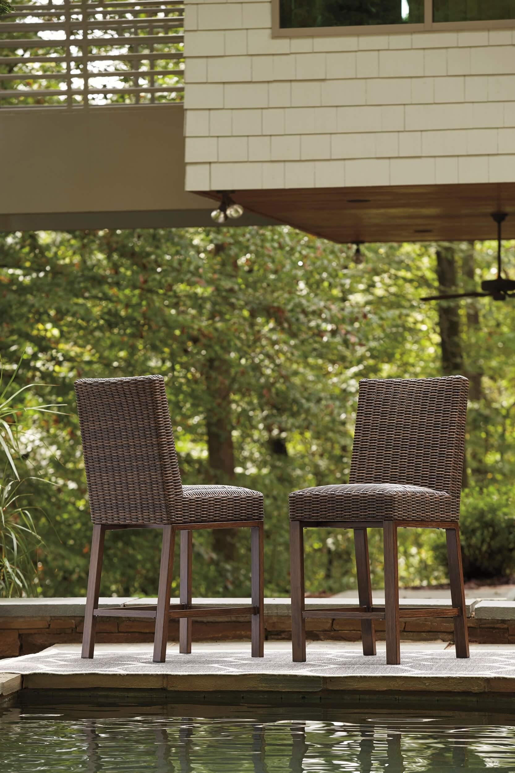 Paradise Trail Outdoor Resin Wicker Barstool, Set of 2