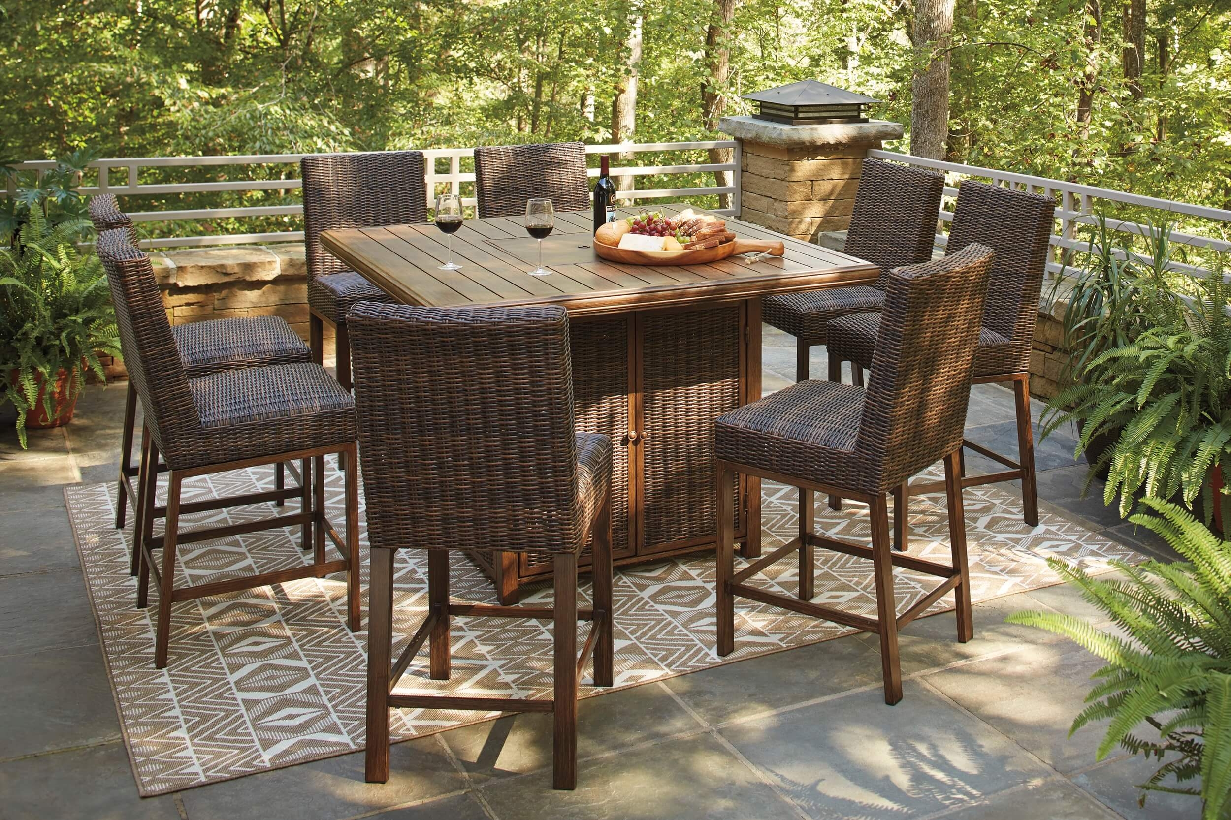 Paradise Trail Outdoor Nuvella Fabric/Resin Wicker Set w/Pillows
