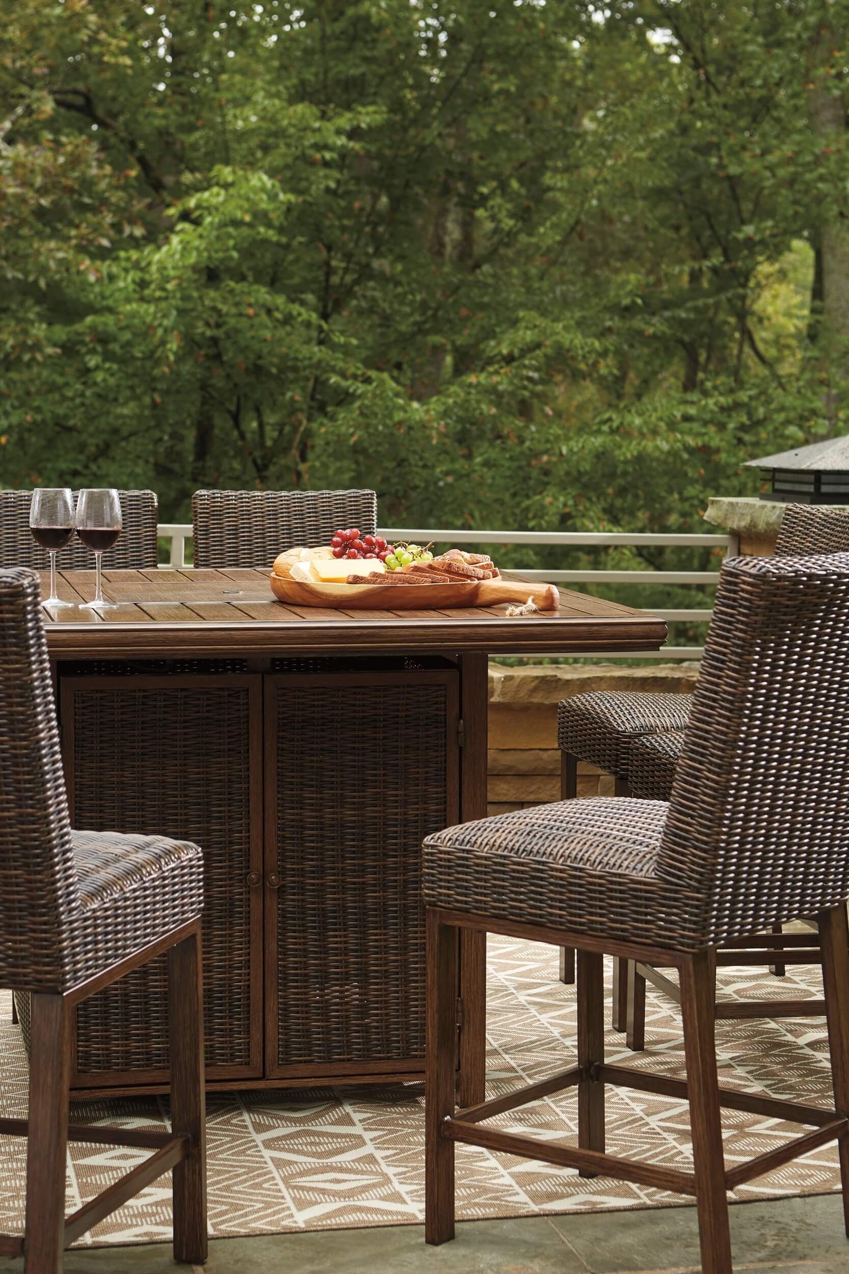 Paradise Trail Outdoor Resin Wicker Barstool, Set of 2