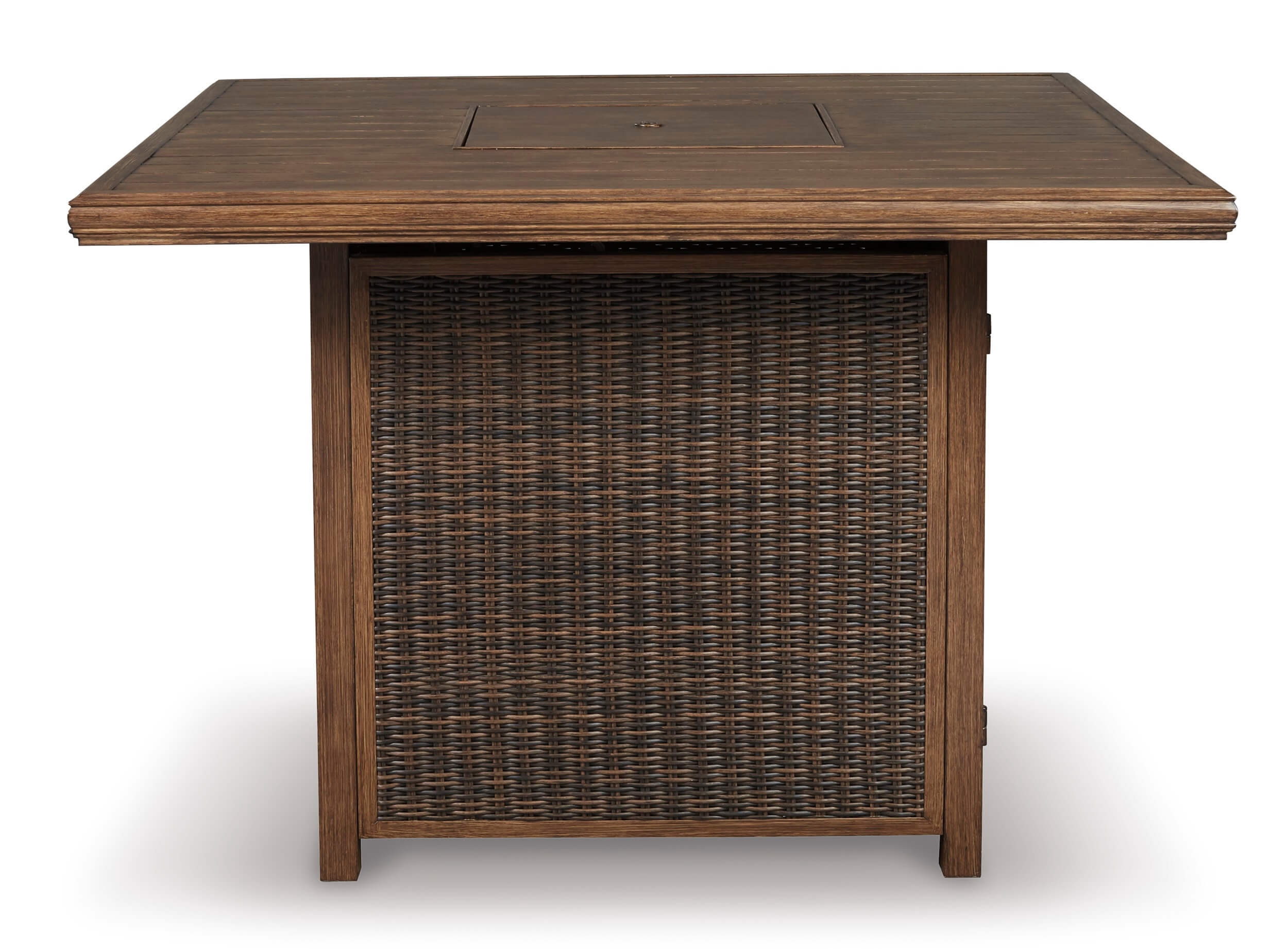 Paradise Trail Outdoor Aluminum/Resin Wicker Square Bar Table w/Fire Pit
