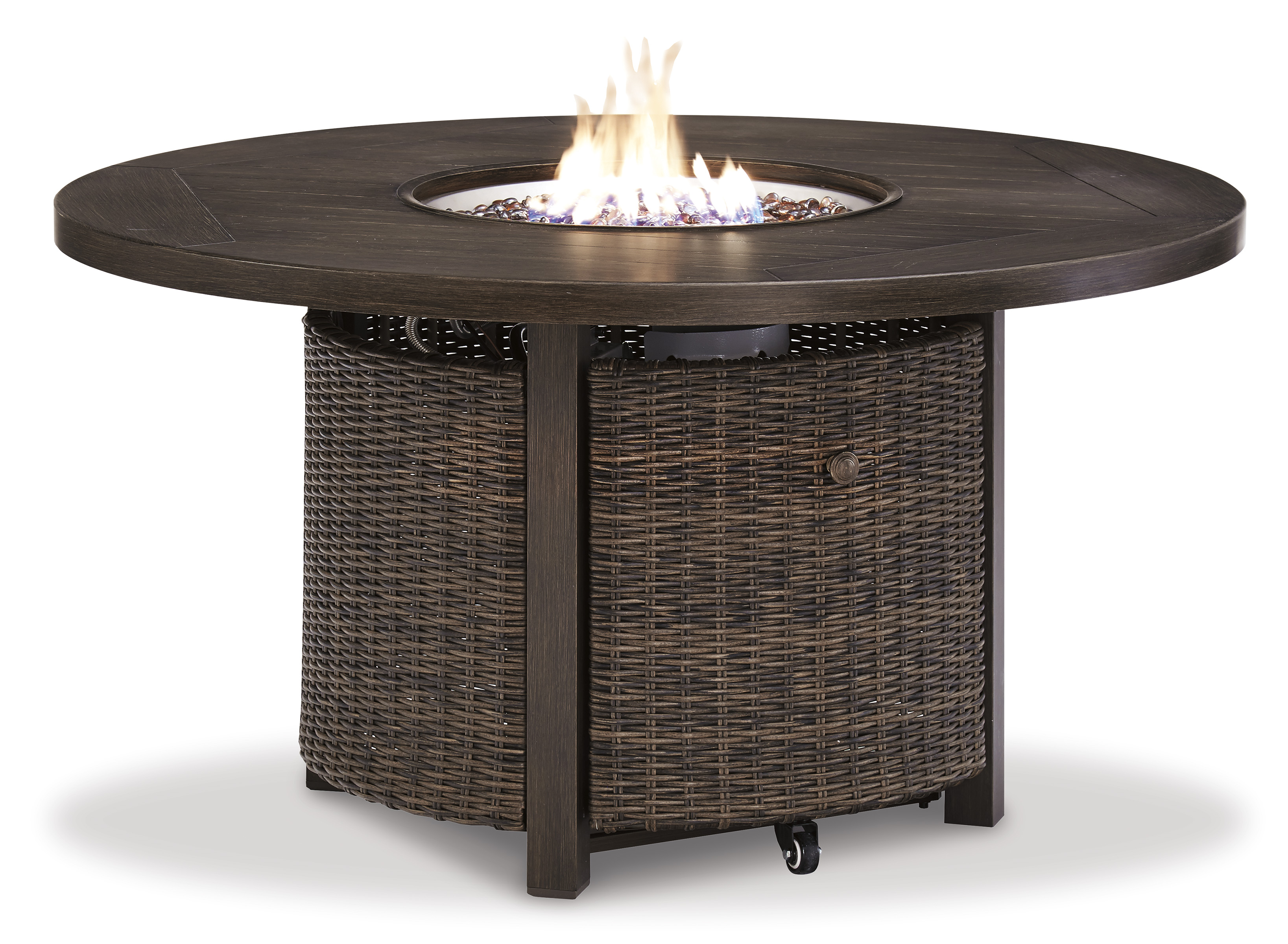 Paradise Trail Outdoor Aluminum/Resin Wicker Round Fire Pit Table