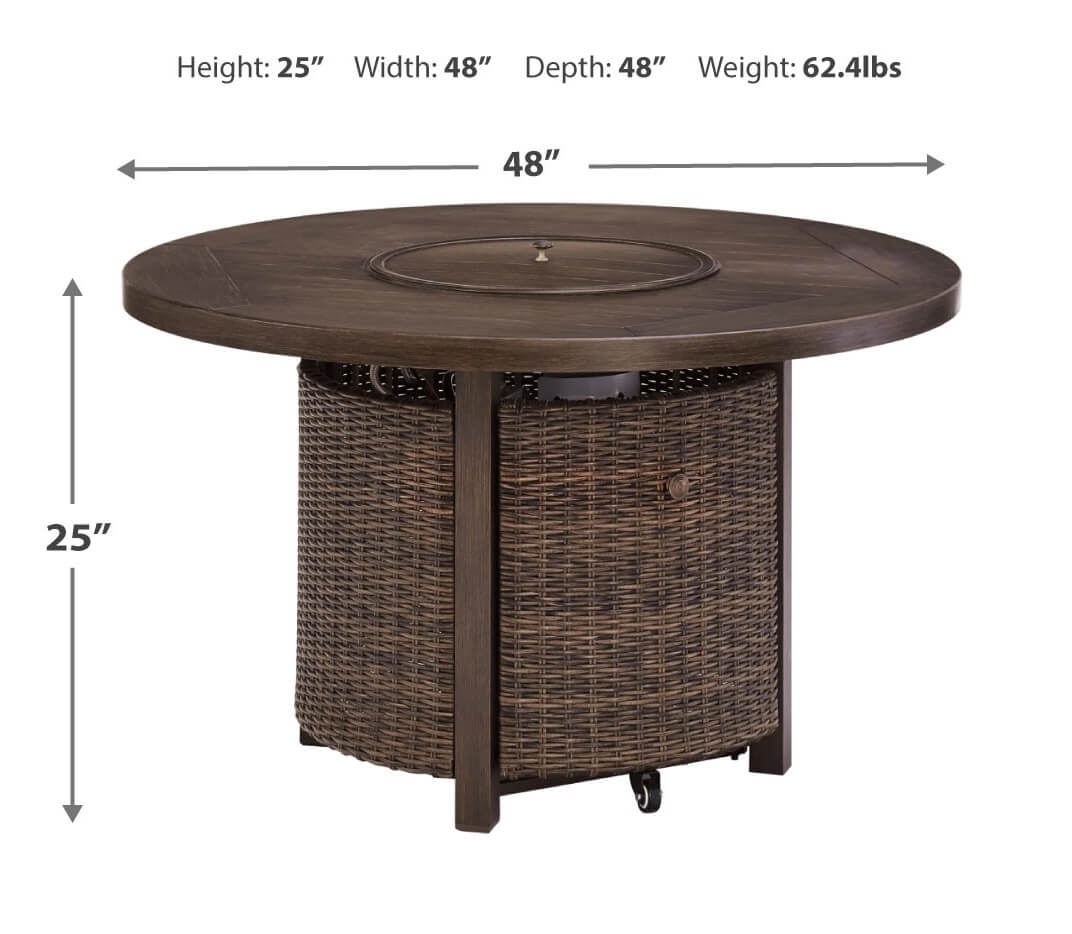 Paradise Trail Outdoor Aluminum/Resin Wicker Round Fire Pit Table