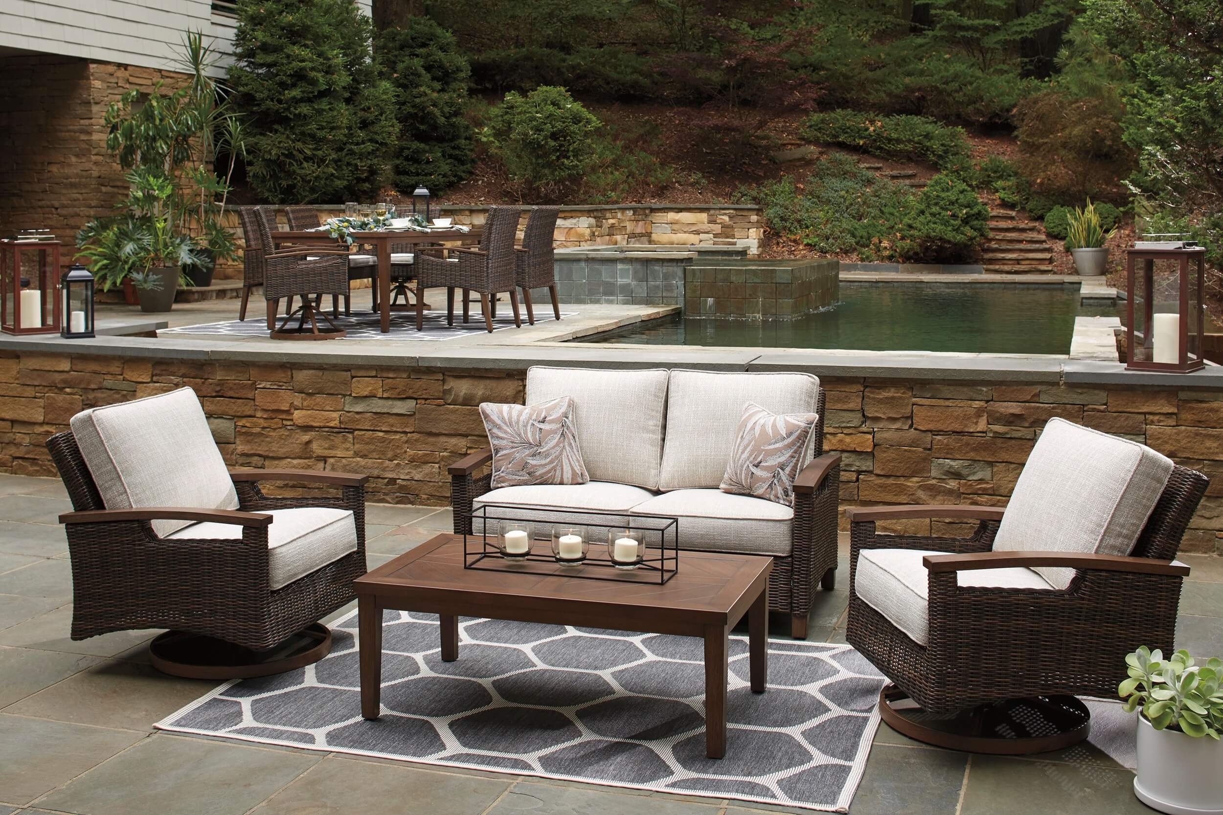 Paradise Trail Outdoor Loveseat and Sofa Set 