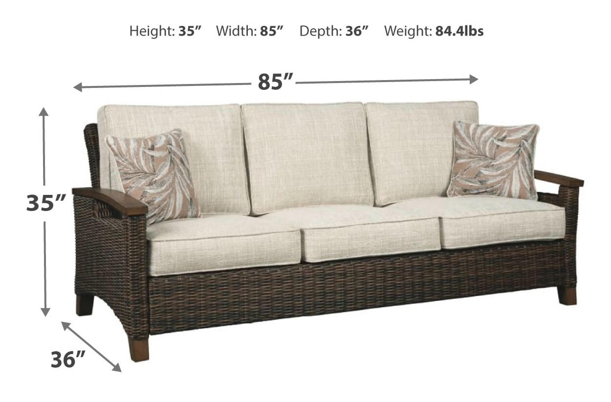 Paradise Trail Outdoor Nuvella Fabric/Resin Wicker Sofa w/2 Pillows