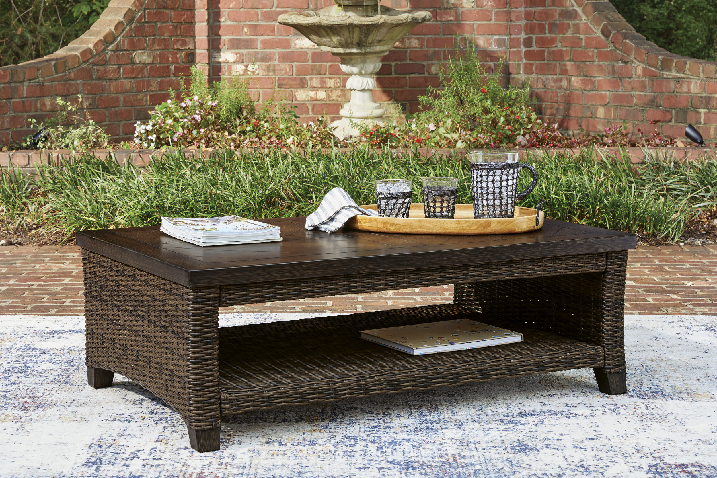 Monterey Point Rectangular Woven Wicker/Aluminum Cocktail Table