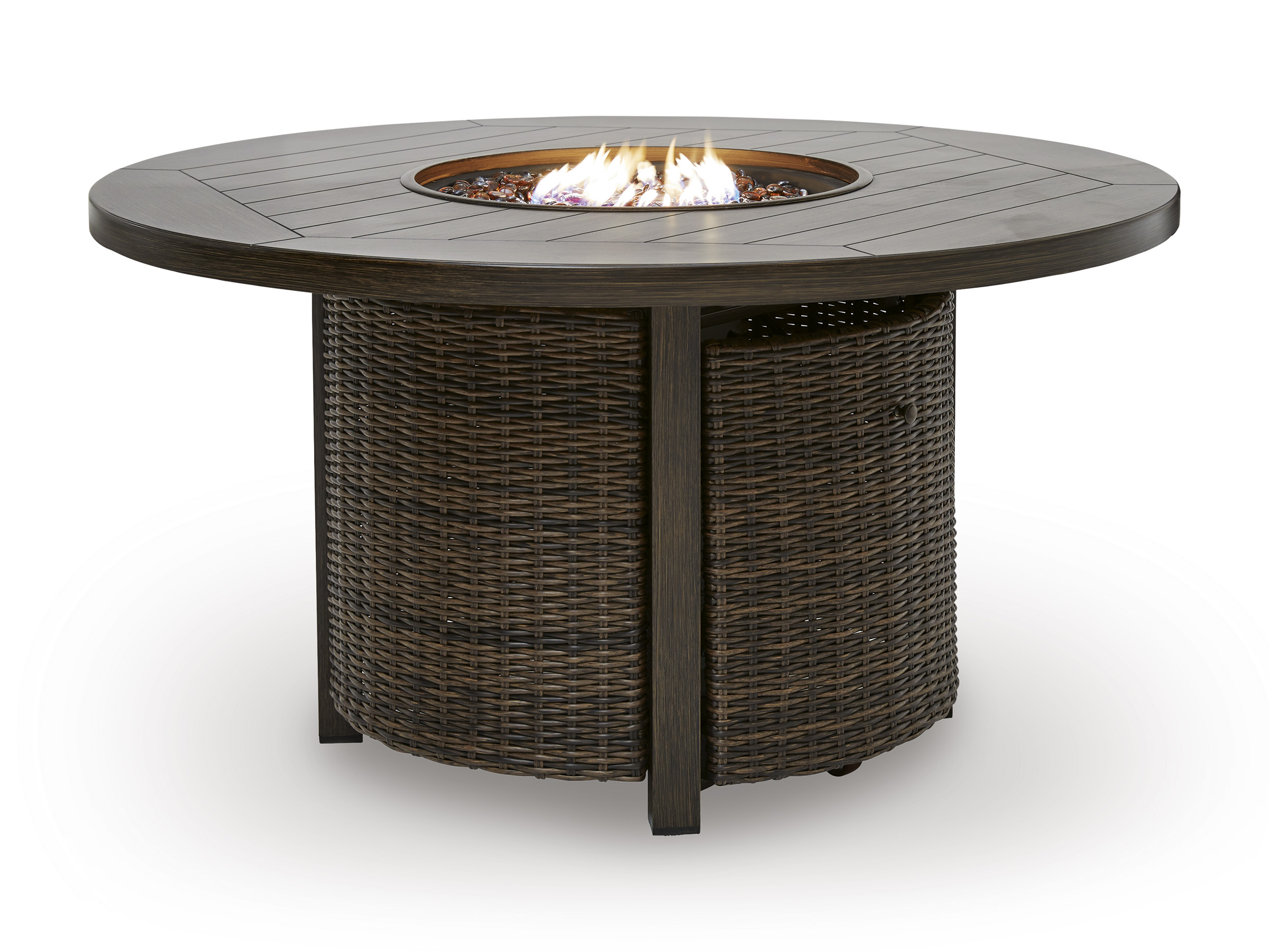 Monterey Point Round Woven Wicker/Aluminum Fire Pit Table
