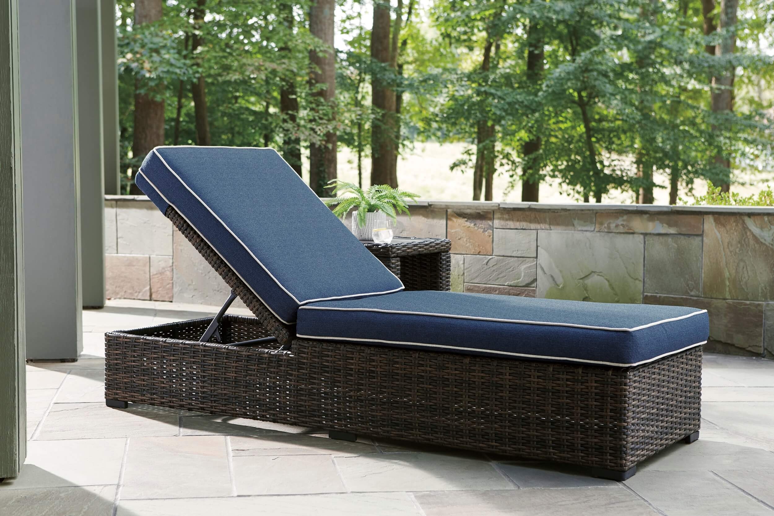 Grasson Lane Outdoor Nuvella Fabric/Resin Wicker Chaise Lounge