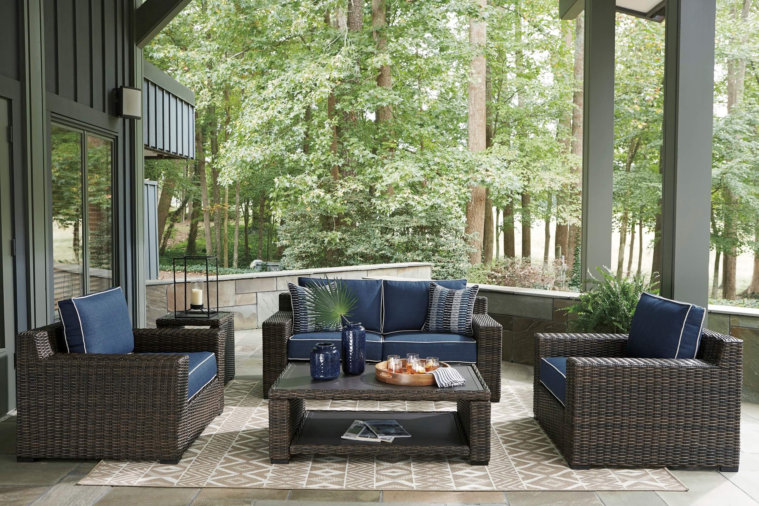 Grasson Lane Outdoor Nuvella Fabric/Resin Wicker Patio Set