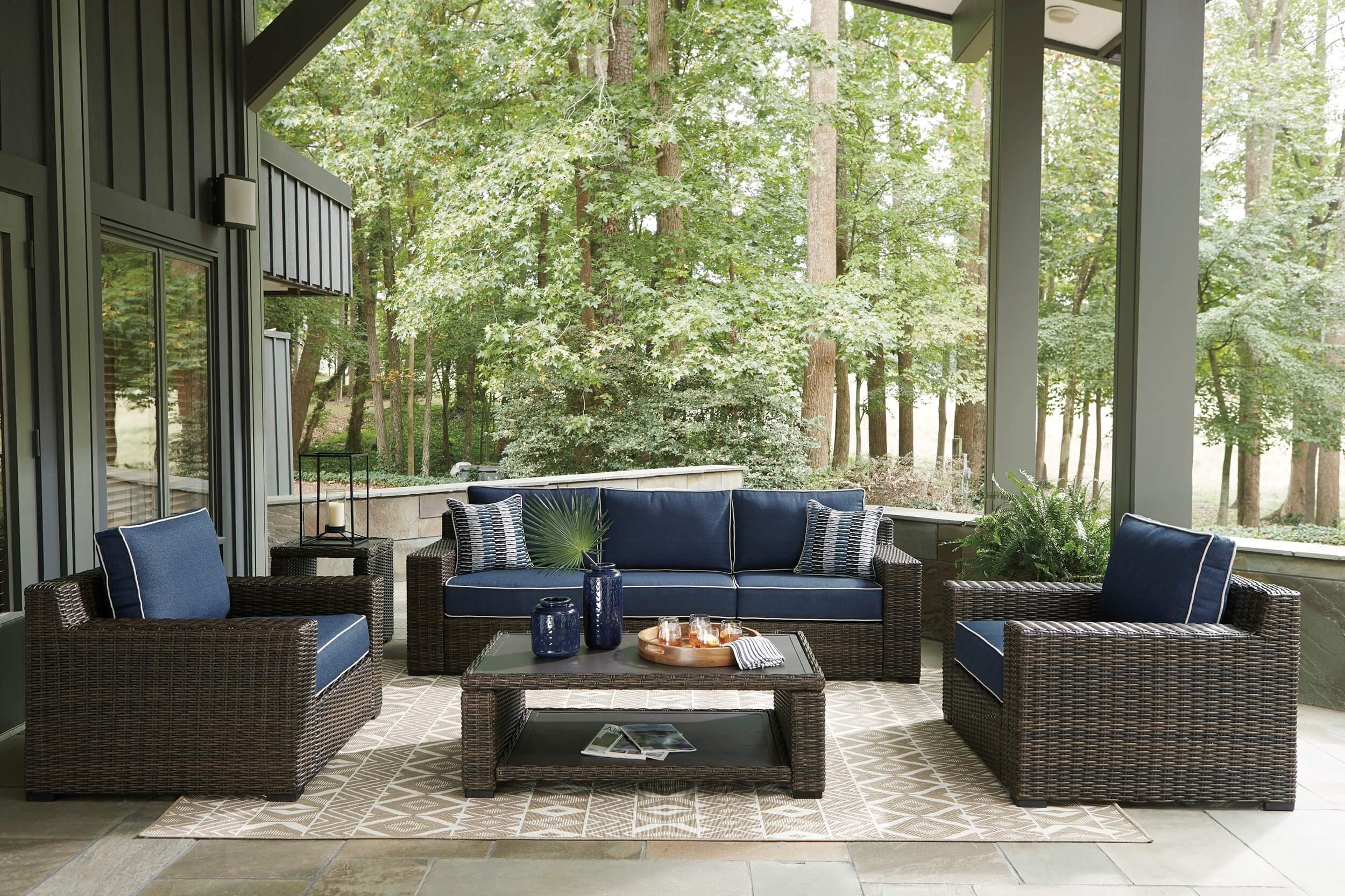 Grasson Lane Outdoor Nuvella Fabric/Resin Wicker Patio Set