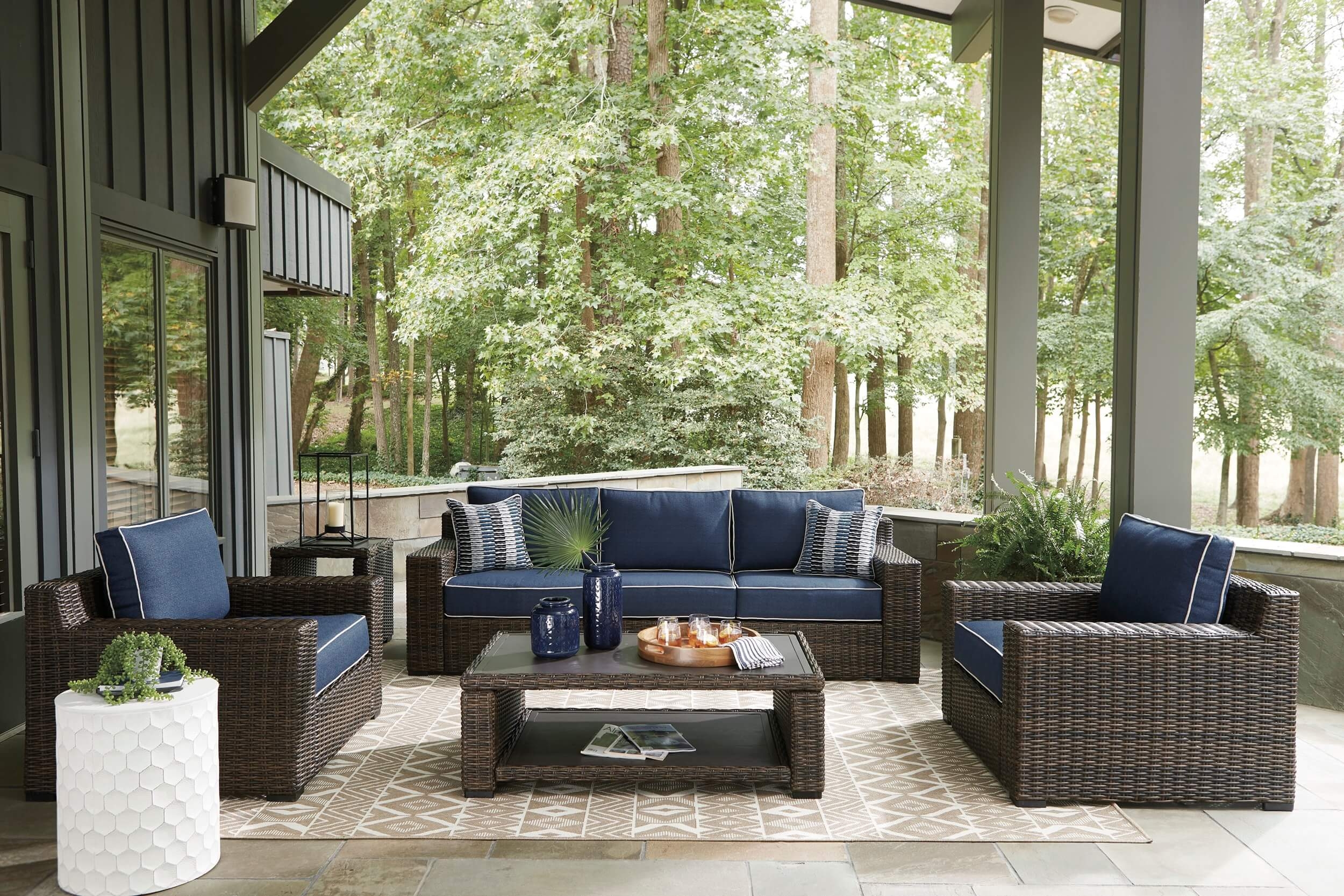 Grasson Lane Outdoor Nuvella Fabric/Resin Wicker Patio Set