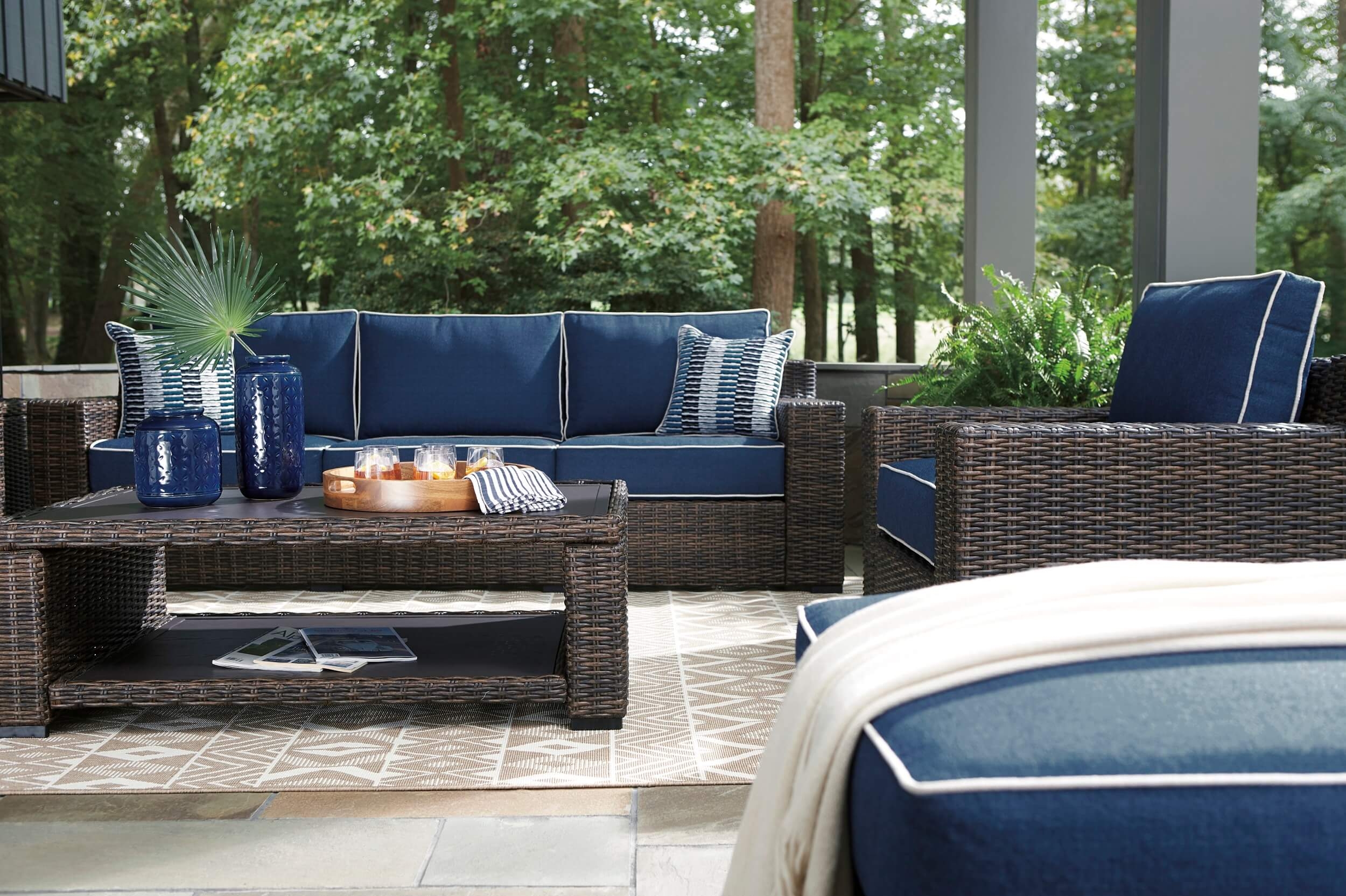 Grasson Lane Outdoor Nuvella Fabric/Resin Wicker Patio Set