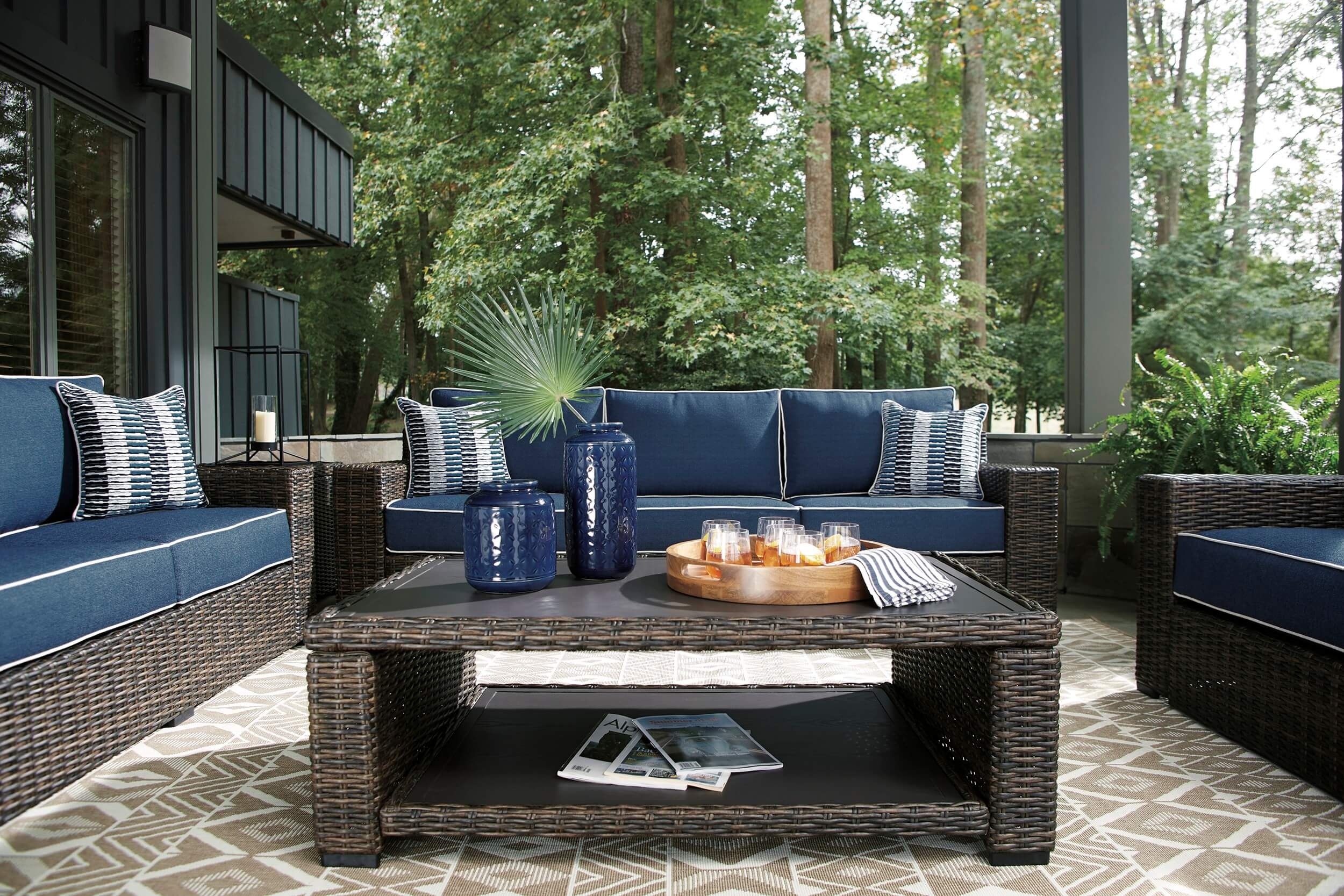 Grasson Lane Outdoor Nuvella Fabric/Resin Wicker Patio Set