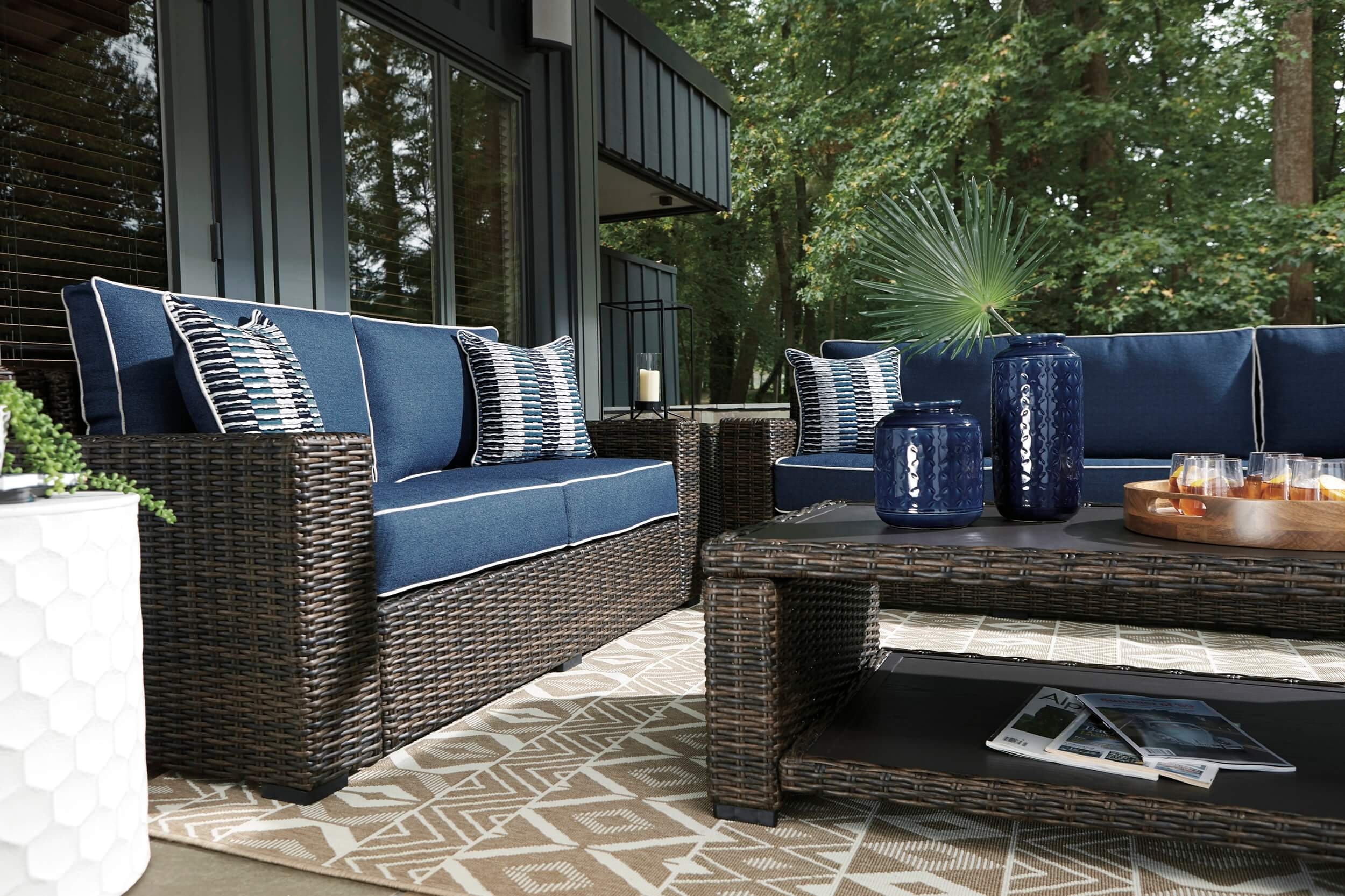 Grasson Lane Outdoor Nuvella Fabric/Resin Wicker Patio Set