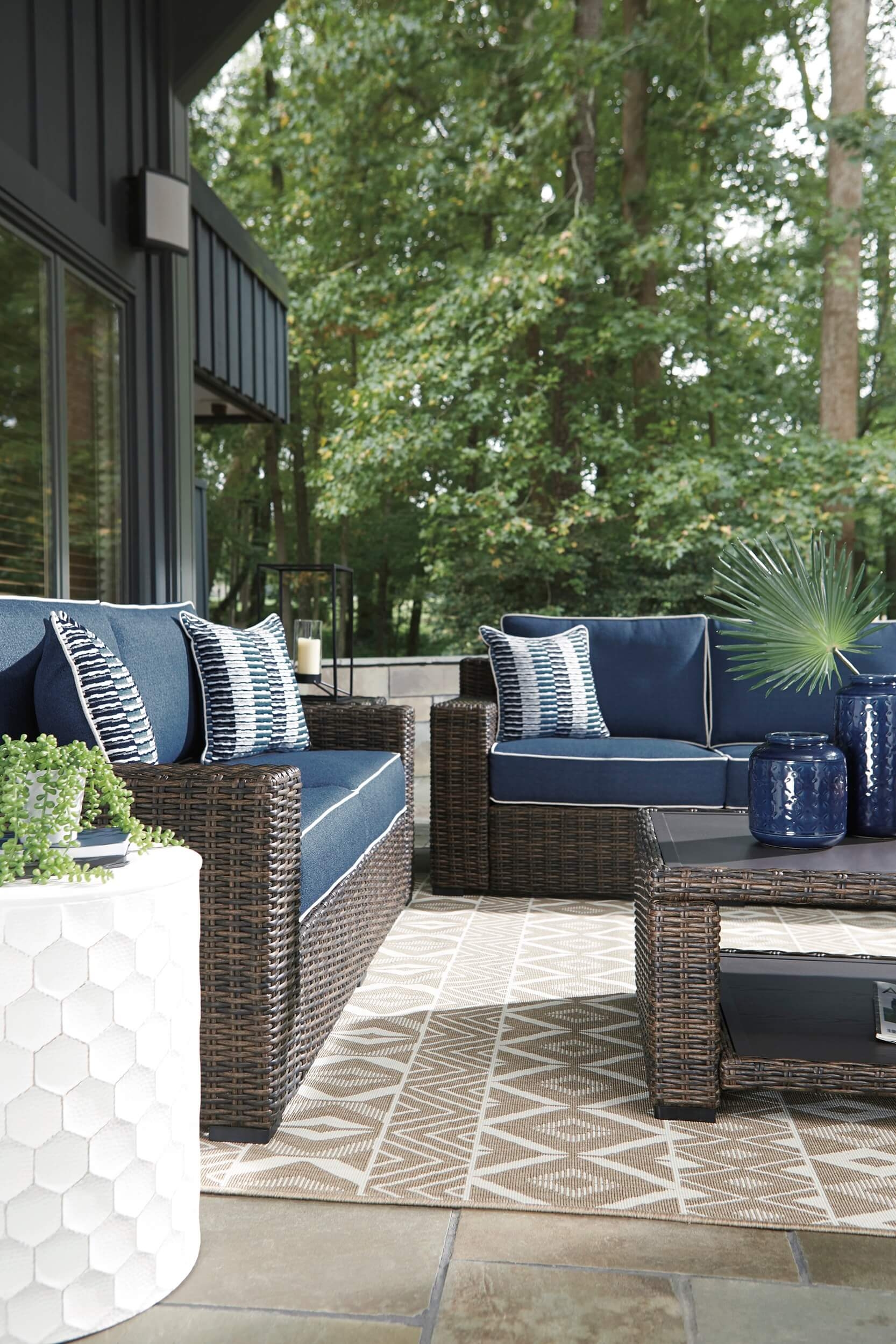 Grasson Lane Outdoor Nuvella Fabric/Resin Wicker Patio Set