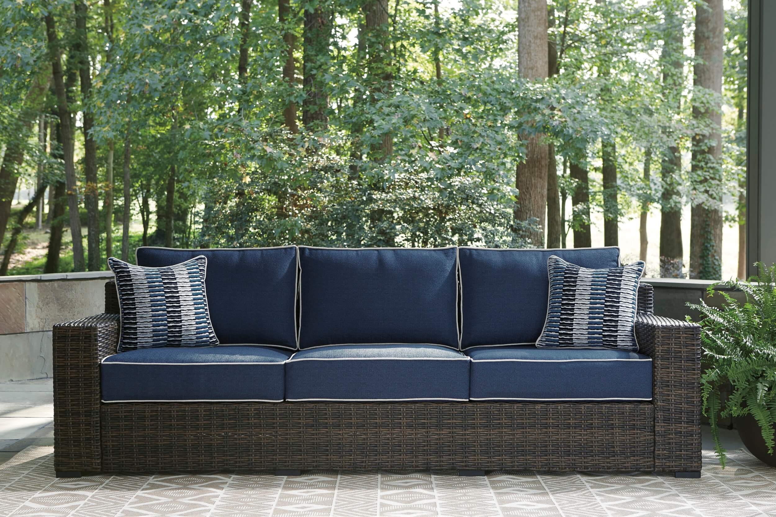Grasson Lane Outdoor Nuvella Fabric/Resin Wicker Sofa