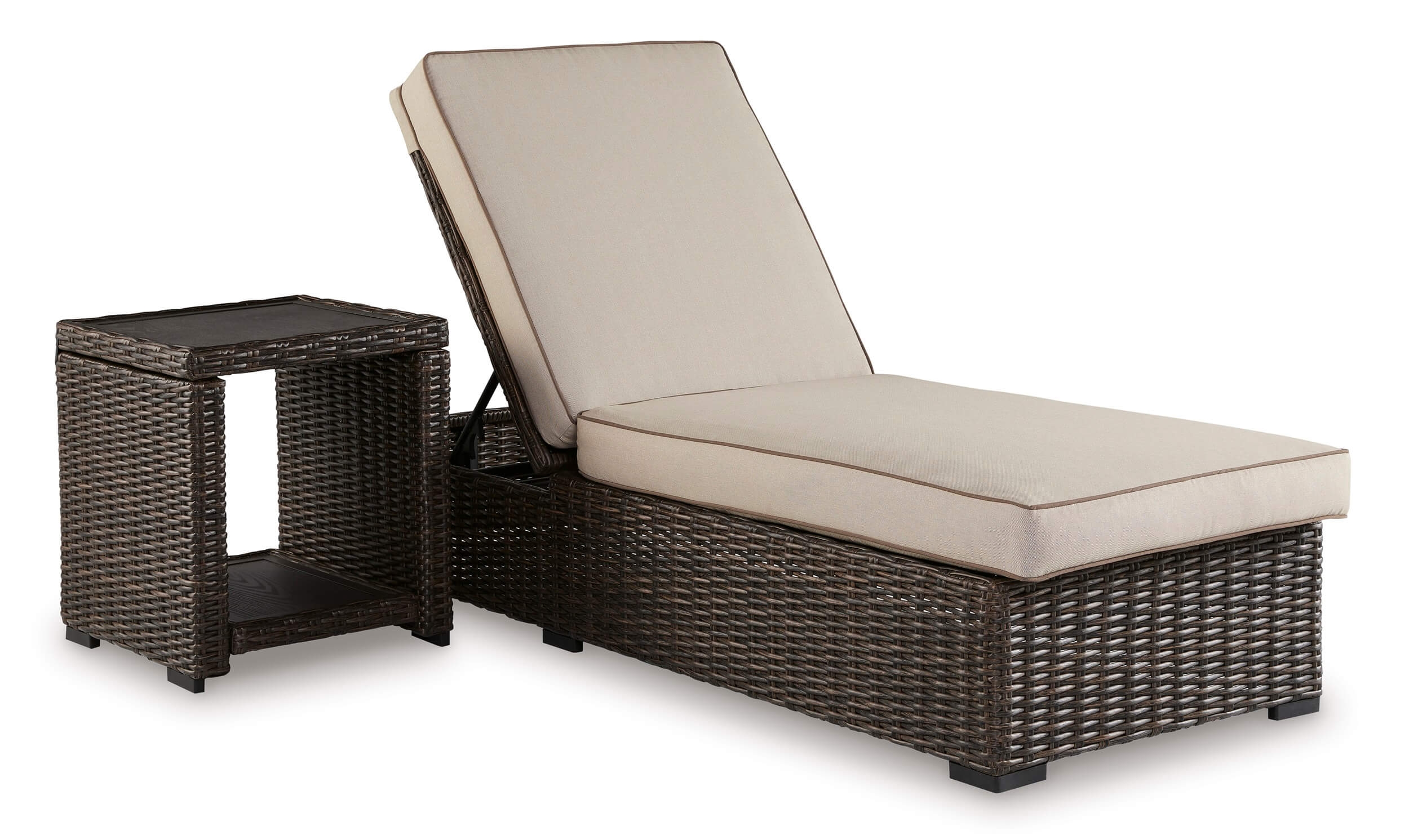 Coastline Bay Outdoor Nuvella Fabric/Resin Wicker Lounge Chaise