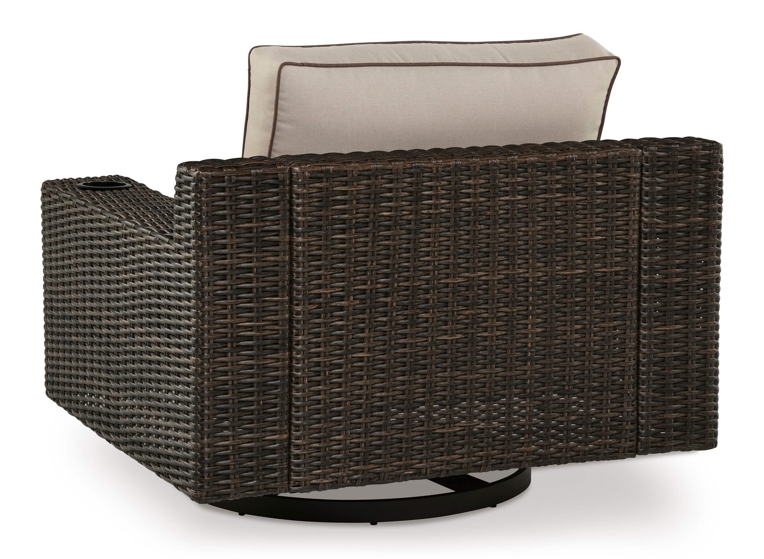 Coastline Bay Outdoor Nuvella Fabric/Resin Wicker Swivel Lounge Chair, Beige/Brown