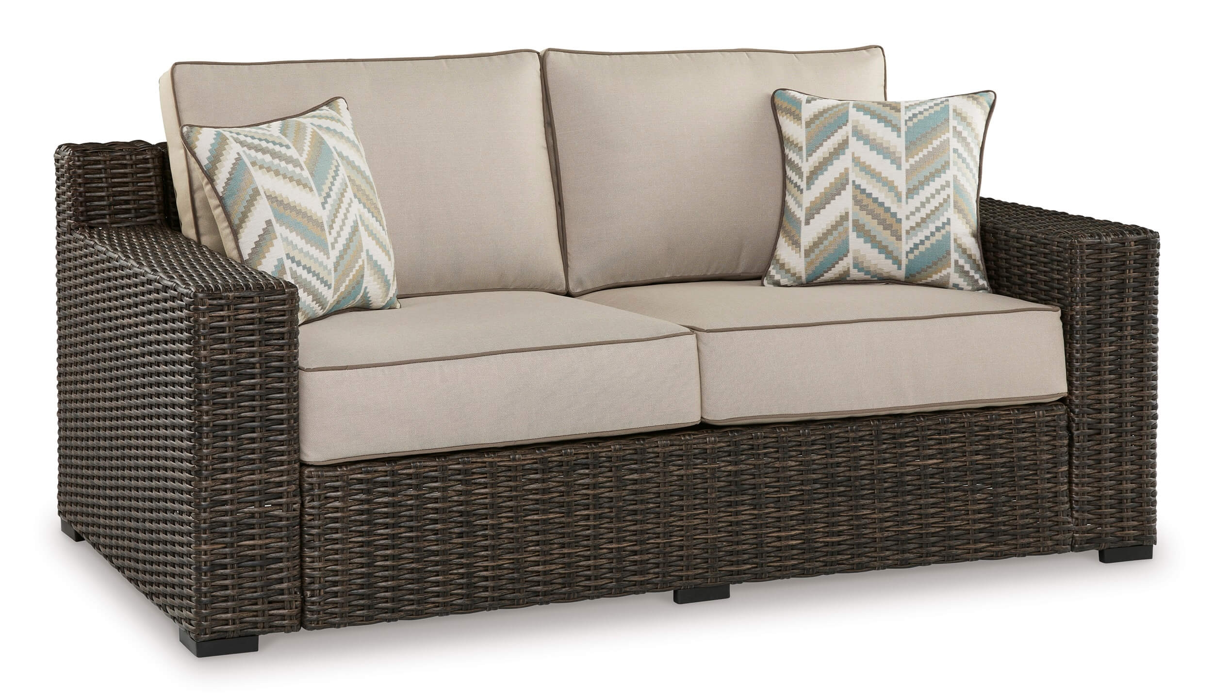 Coastline Bay Outdoor Nuvella Fabric/Resin Wicker Set w/Pillows