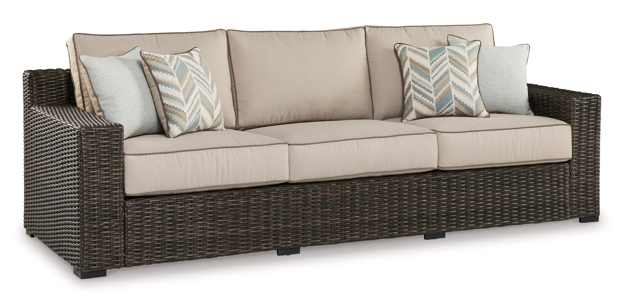Coastline Bay Outdoor Nuvella Fabric/Resin Wicker Set w/Pillows