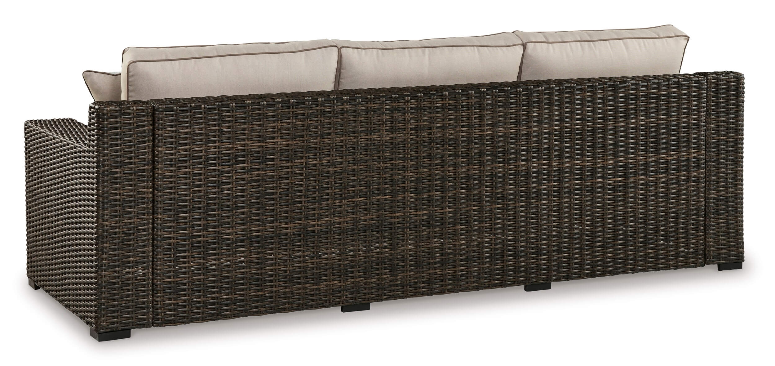 Coastline Bay Outdoor Nuvella Fabric/Resin Wicker Sofa w/4 Pillows