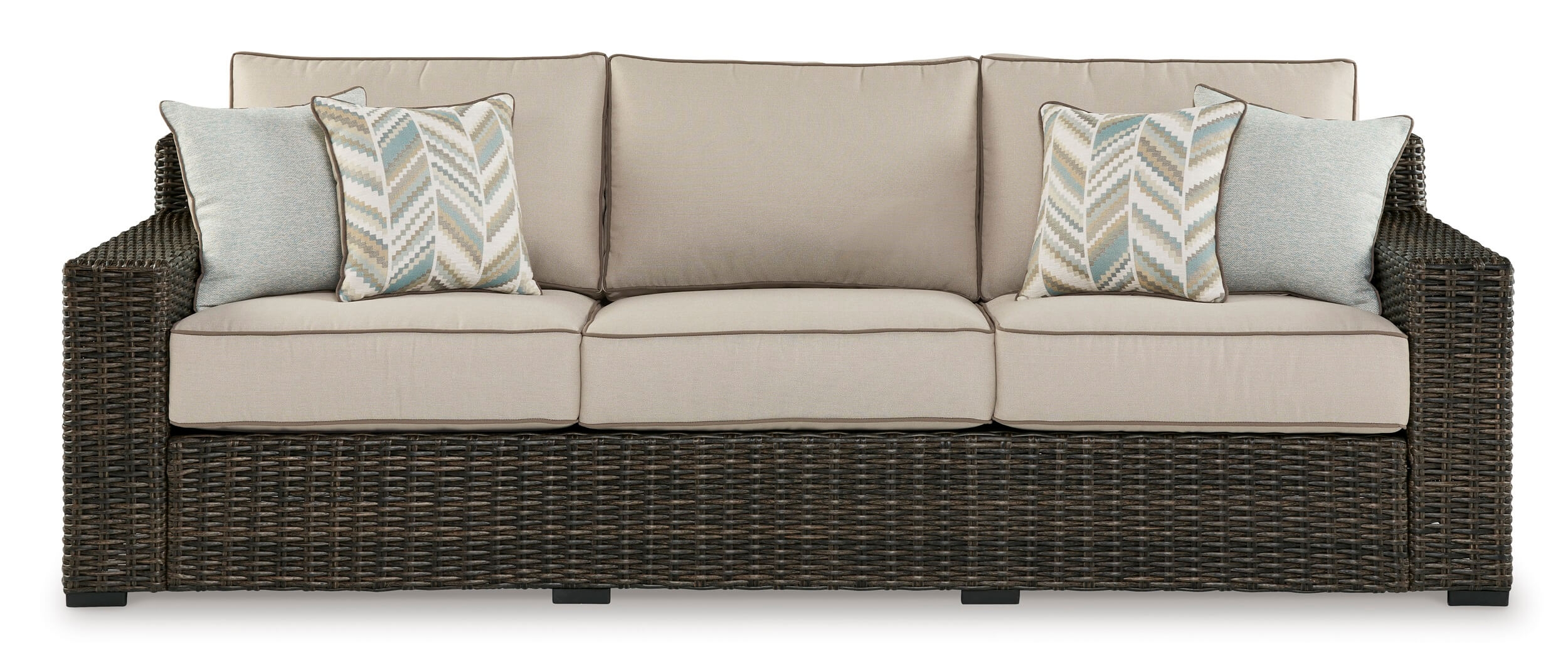 Coastline Bay Outdoor Nuvella Fabric/Resin Wicker Set w/Pillows
