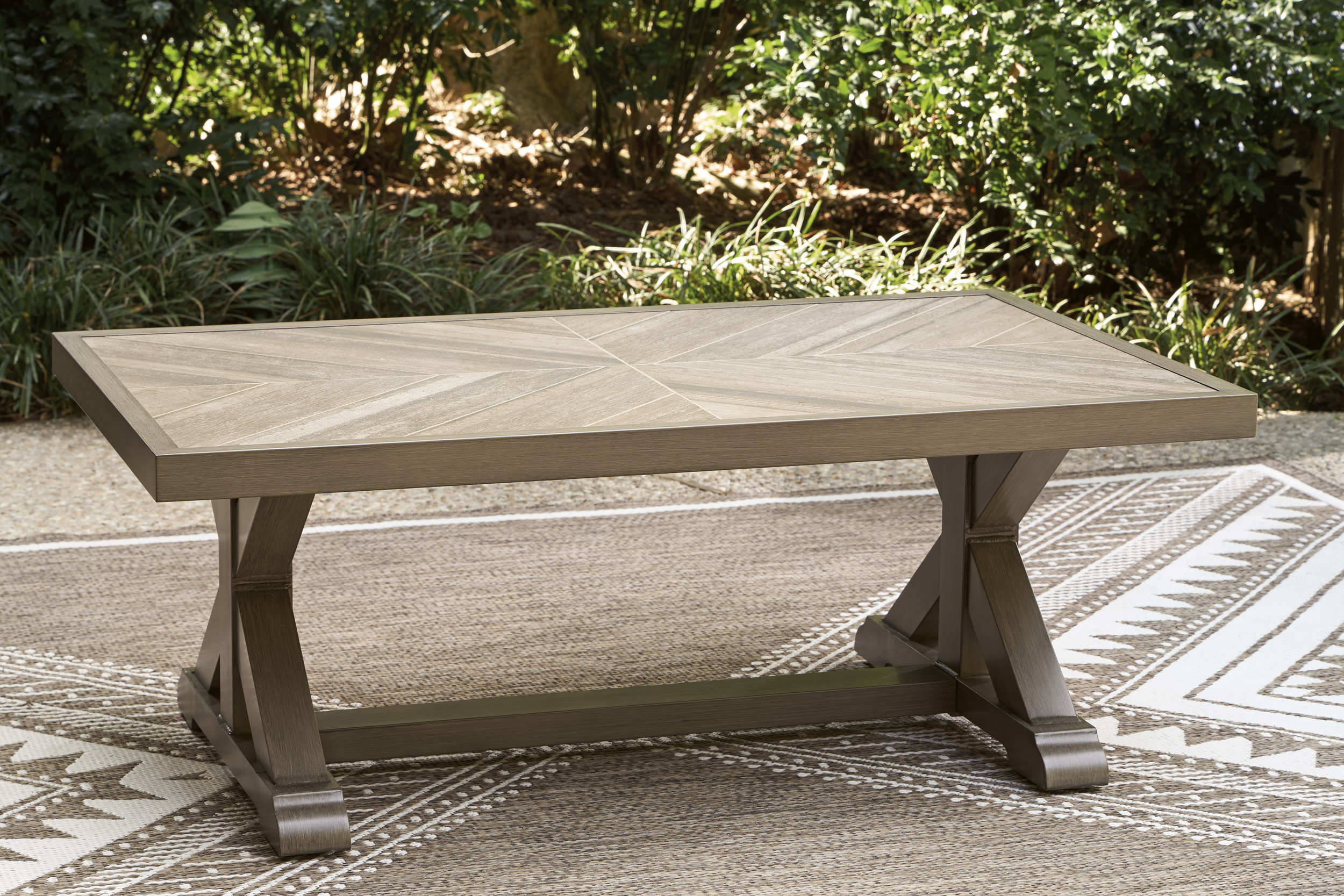 Laguna Heights Rectangular Porcelain/Aluminum Cocktail Table