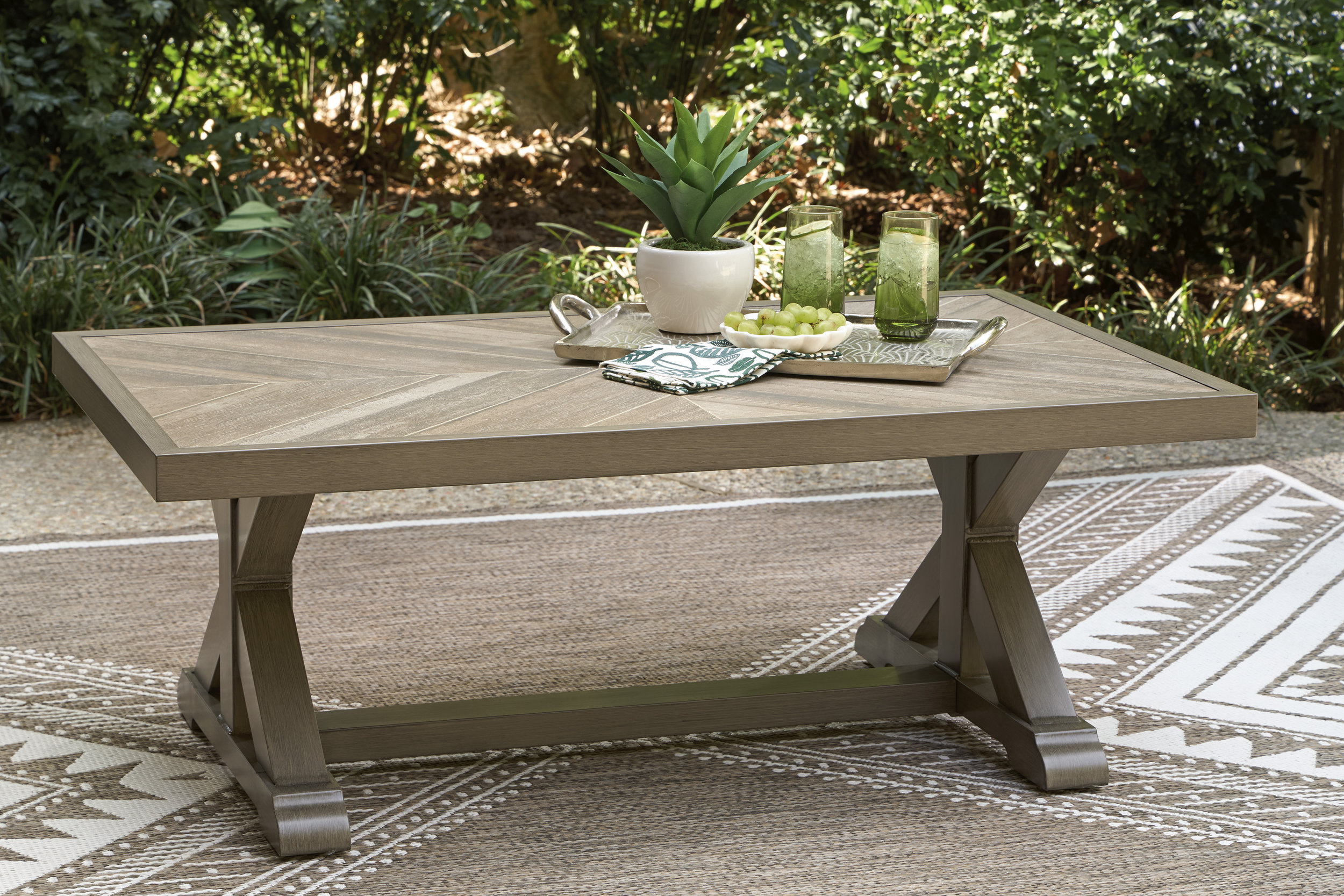 Laguna Heights Rectangular Porcelain/Aluminum Cocktail Table