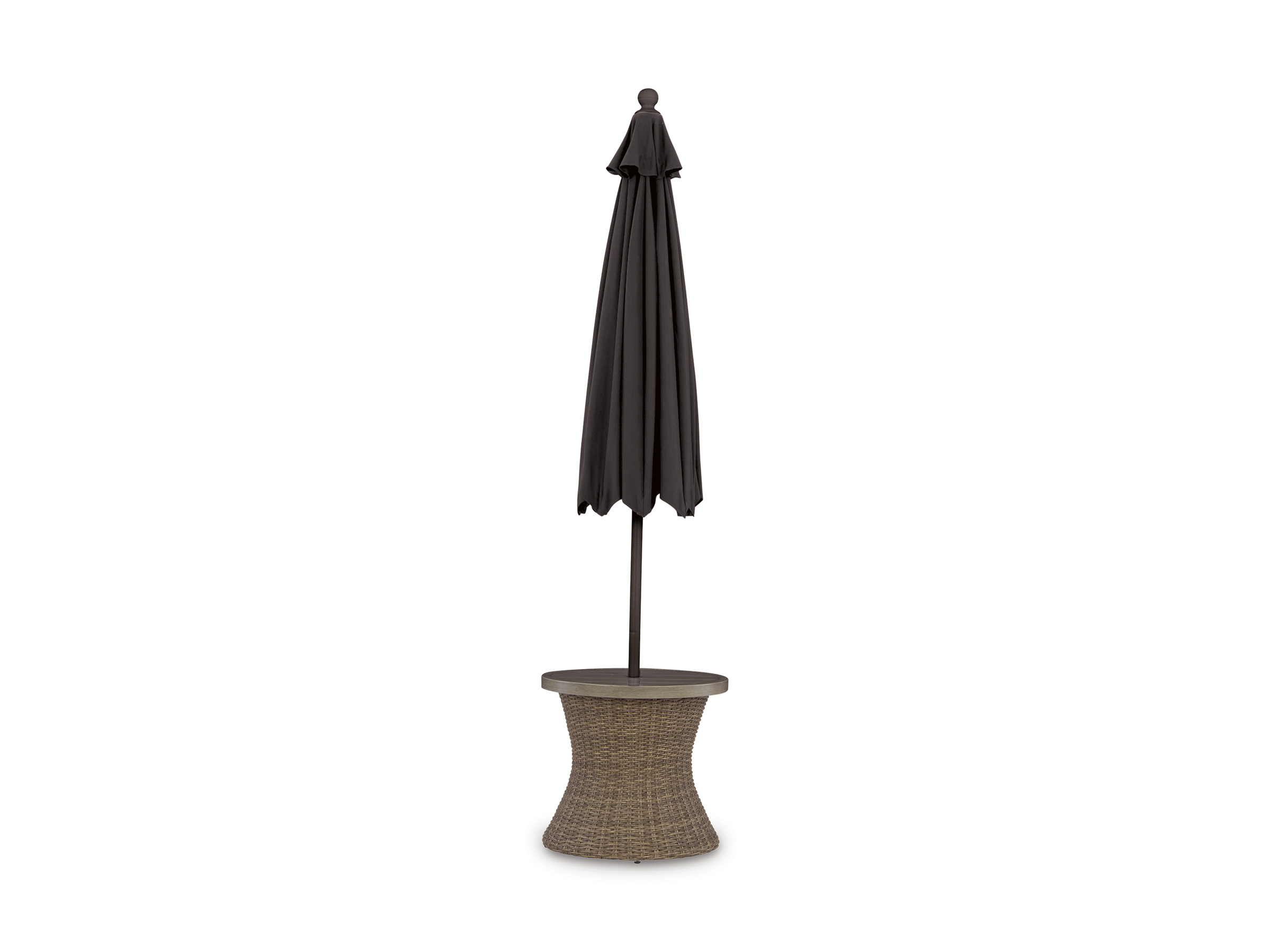 Laguna Heights Round Aluminum/Resin Wicker End Table with Umbrella Hole