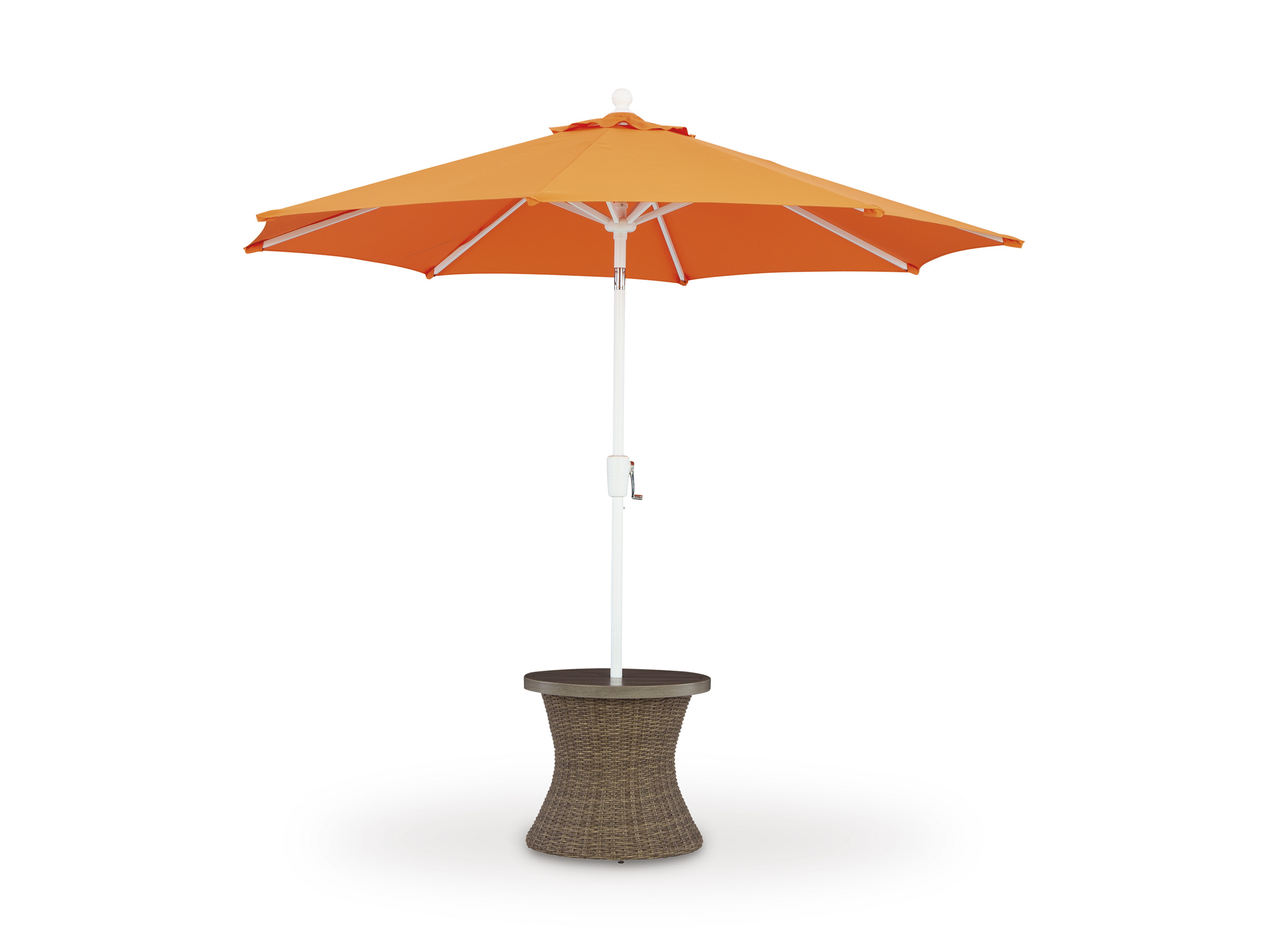 Laguna Heights Round Aluminum/Resin Wicker End Table with Umbrella Hole