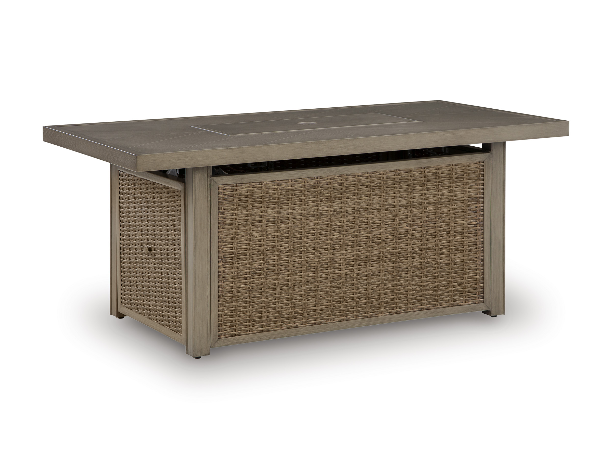 Laguna Heights Rectangular Aluminum/Resin Wicker Fire Pit Table
