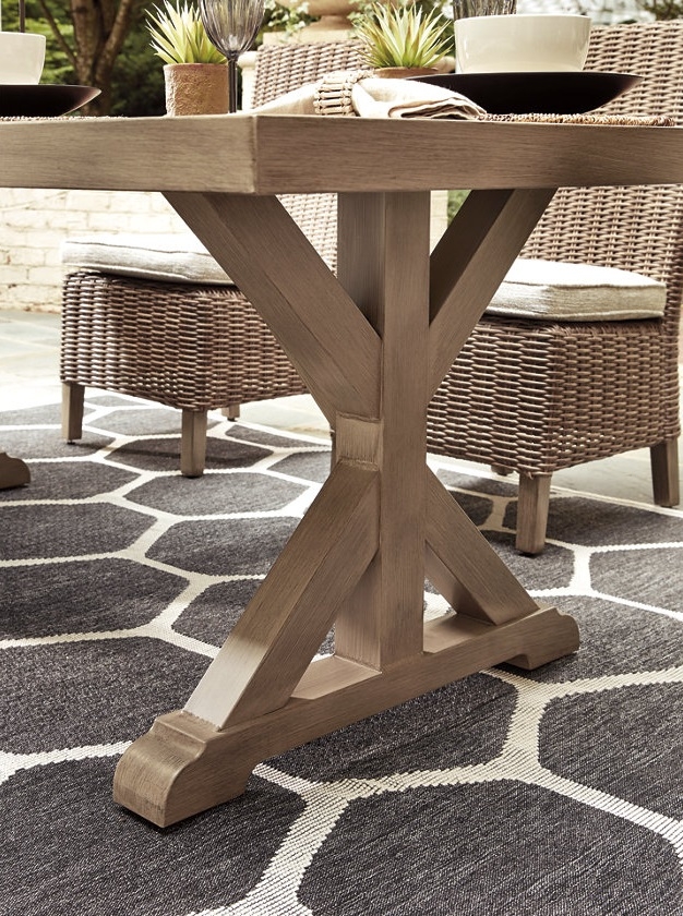 Beachcroft Outdoor Porcelain Top Dining Table with Umbrella Option