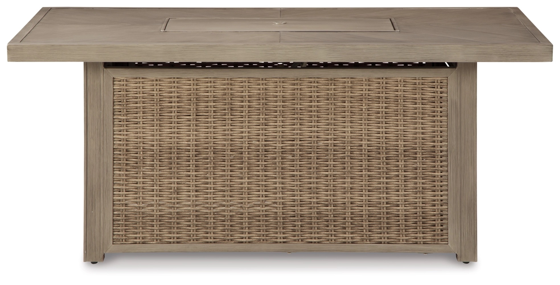 Beachcroft Outdoor Resin Wicker Rectangular Fire Pit Table