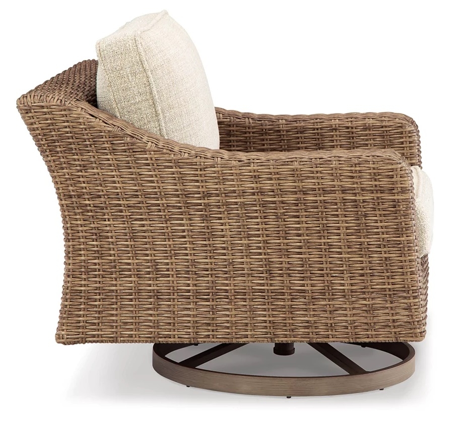Beachcroft Outdoor Nuvella Fabric/Resin Wicker Swivel Lounge Chair