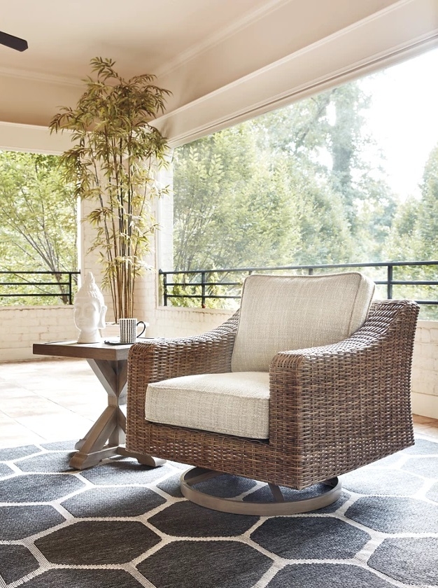 Beachcroft Outdoor Nuvella Fabric/Resin Wicker Swivel Lounge Chair