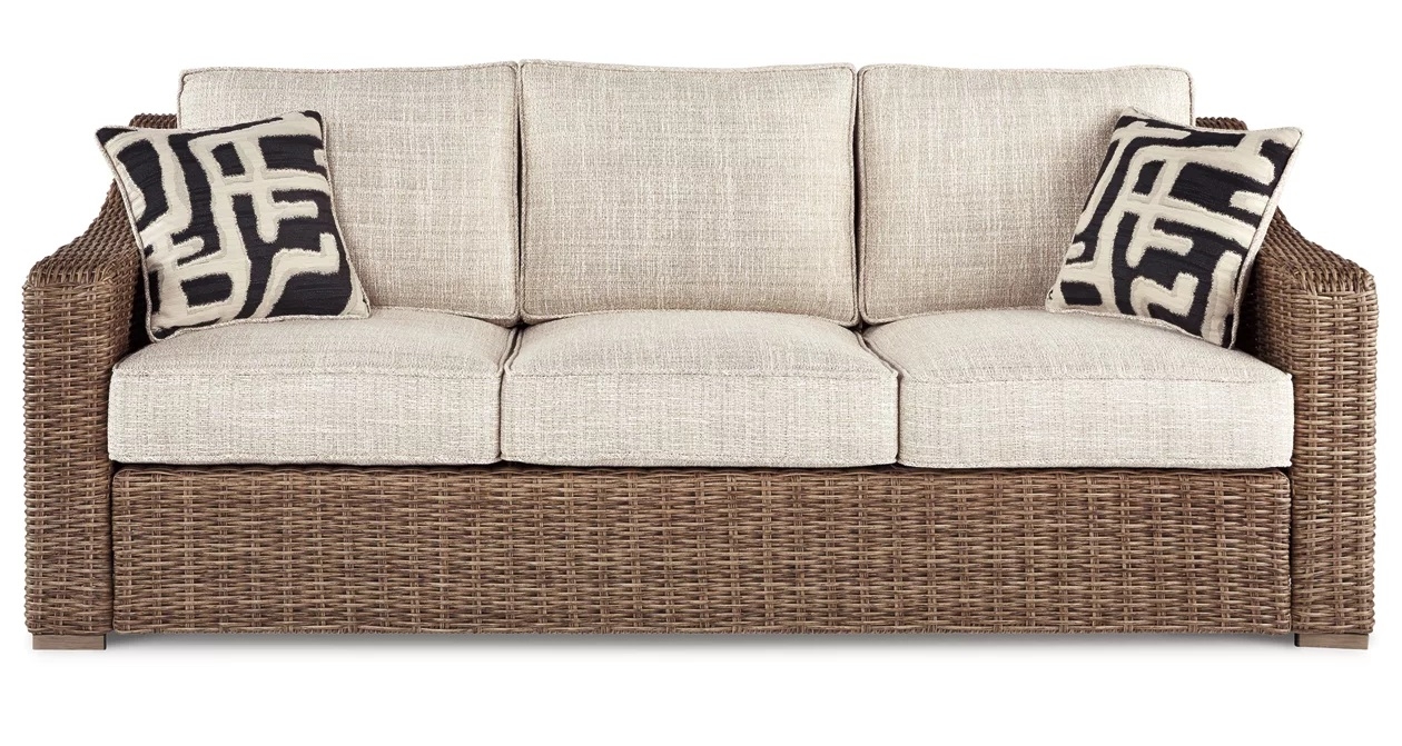 Beachcroft Outdoor Nuvella Fabric/Resin Wicker Sofa