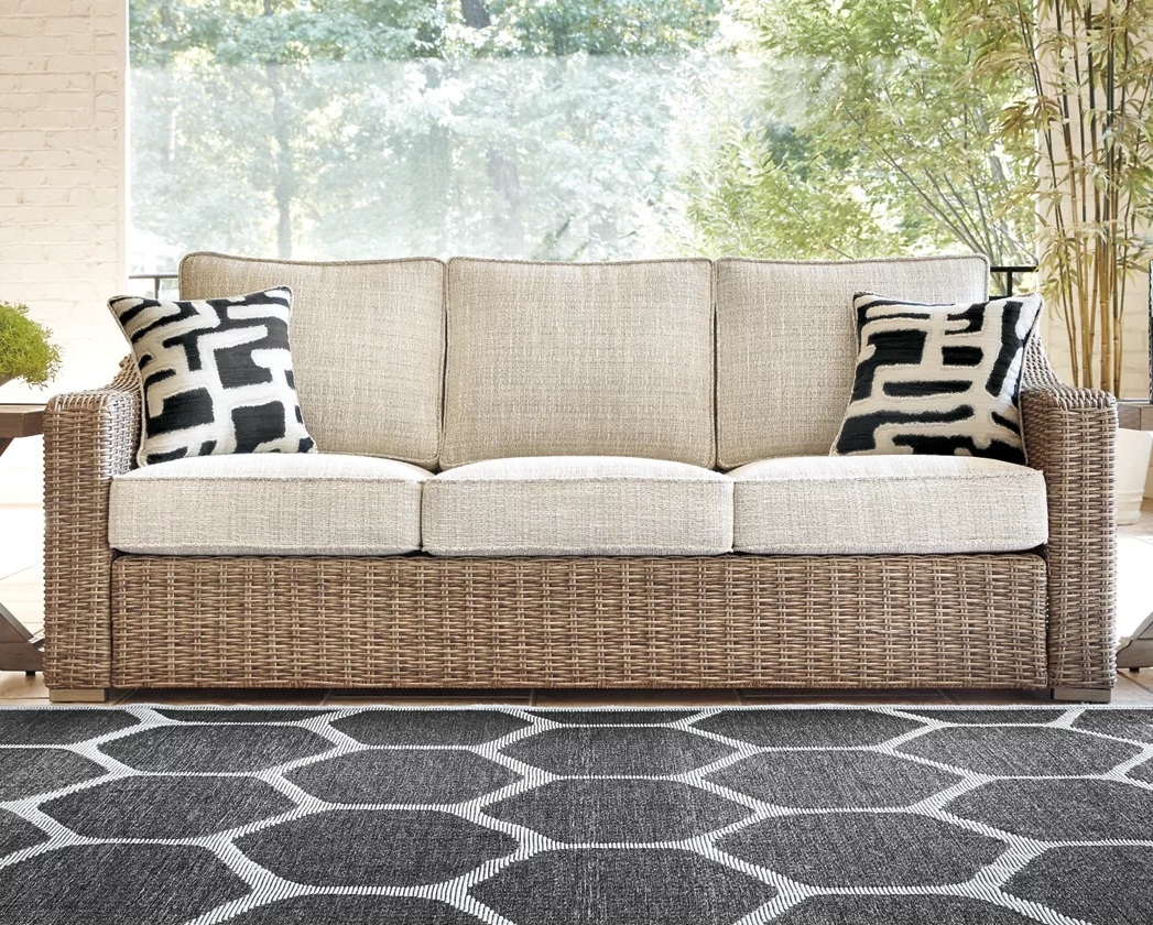 Beachcroft Outdoor Nuvella Fabric/Resin Wicker Sofa