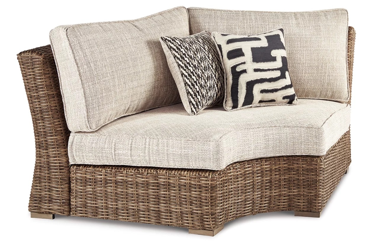 Beachcroft Nuvella Fabric/Resin Wicker Outdoor Corner Chair
