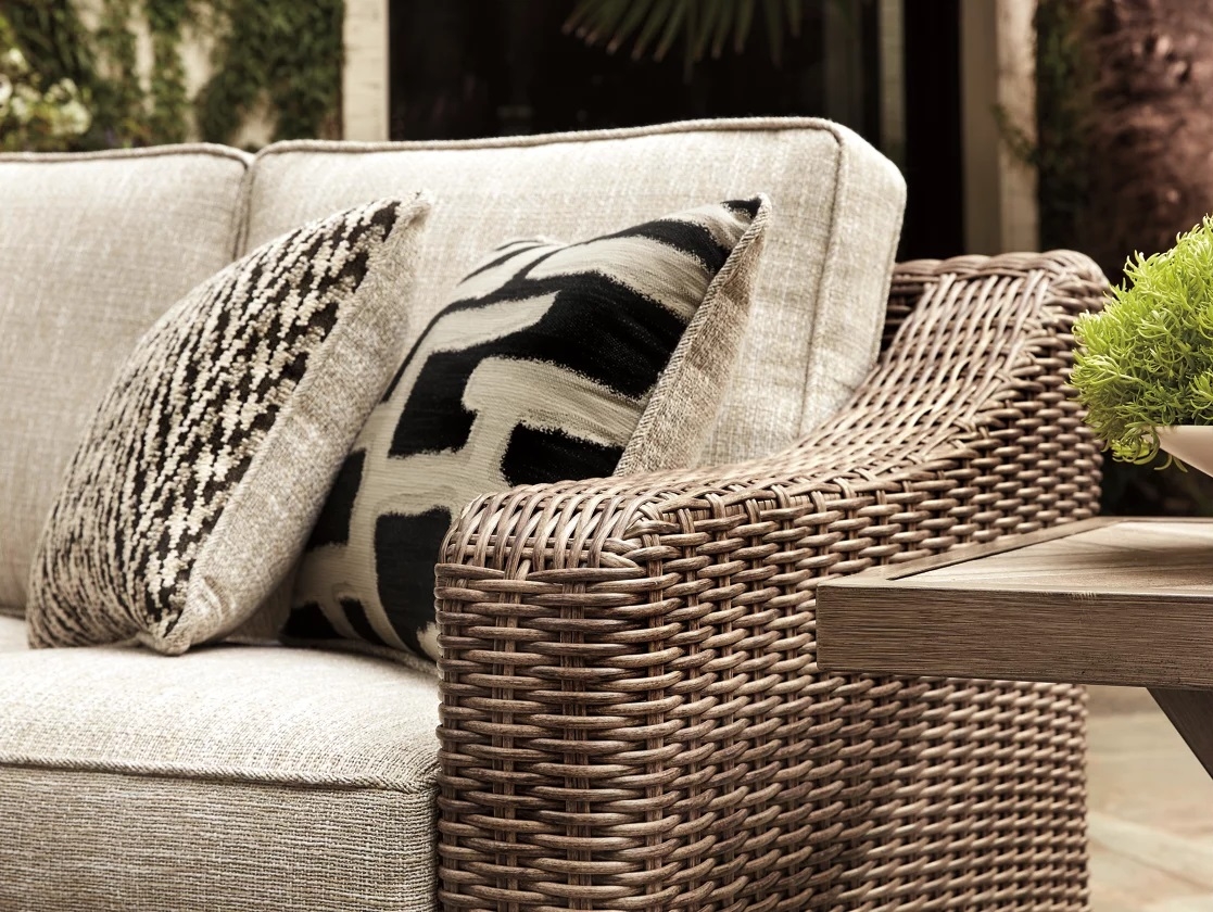 Beachcroft 2-Piece Nuvella Fabric/Resin Wicker Outdoor Sectional Sofa