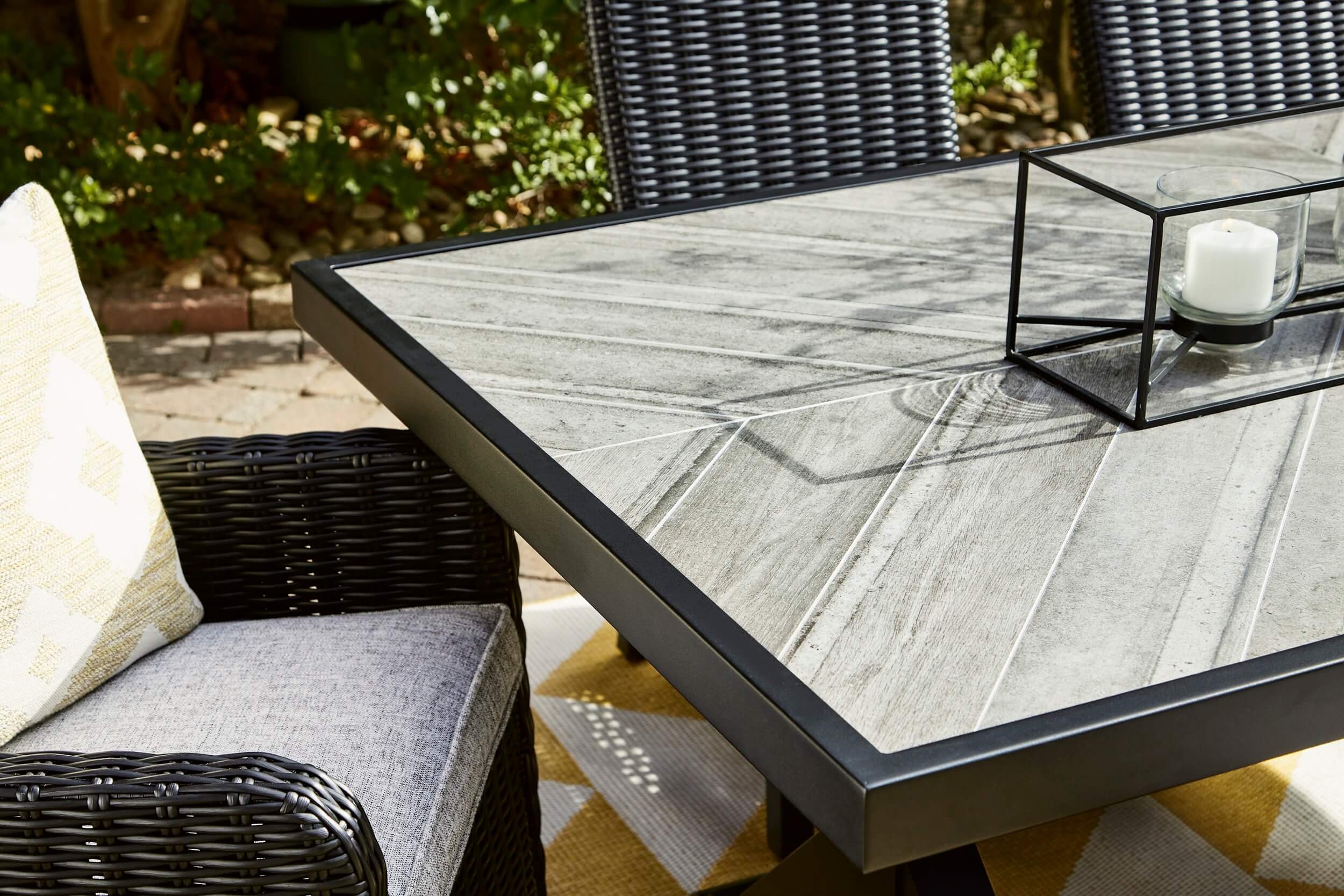 Beachcroft Outdoor Nuvella Fabric/Resin Wicker Patio Dining Set