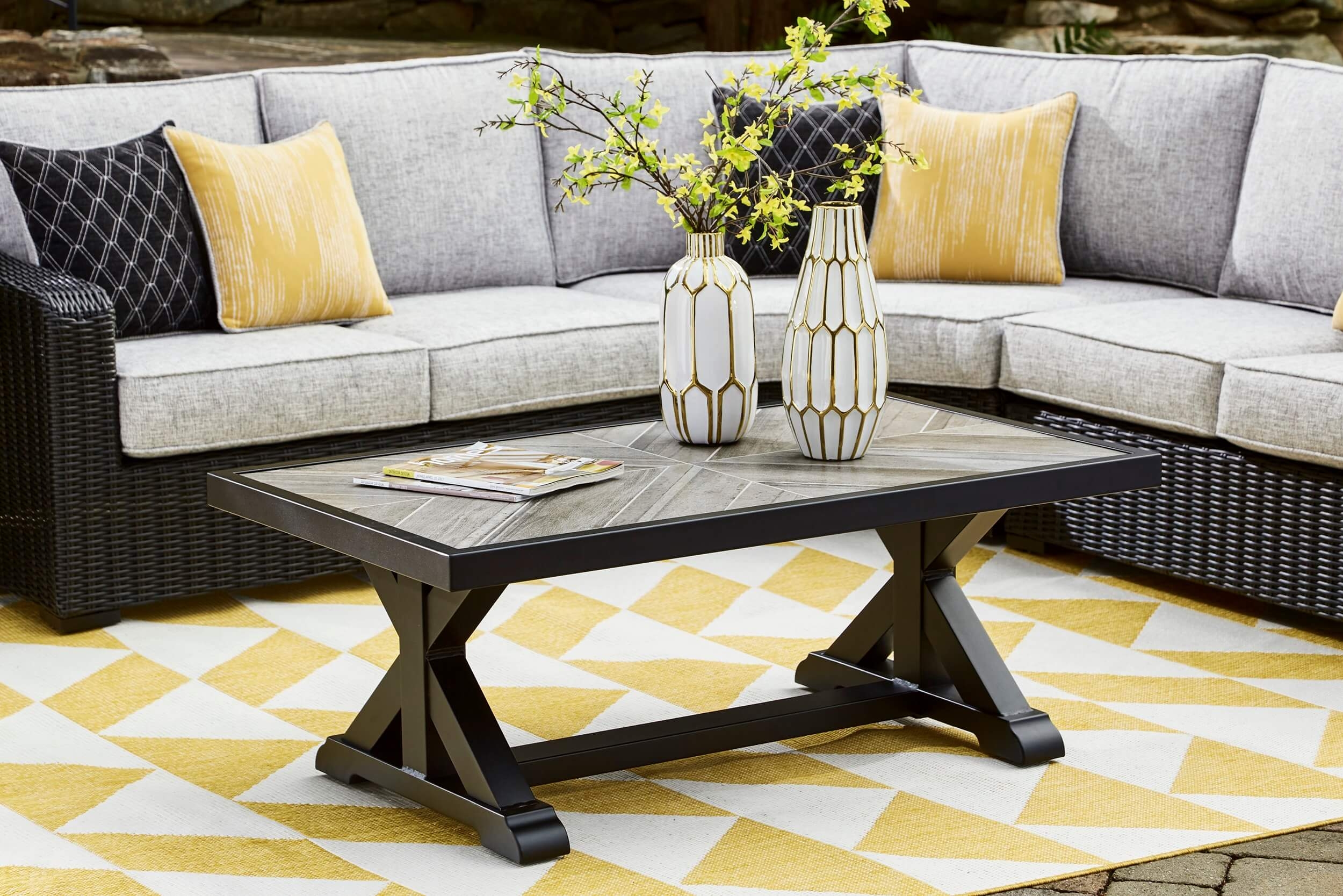 Beachcroft Outdoor Nuvella Fabric/Resin Wicker Patio Seating Set