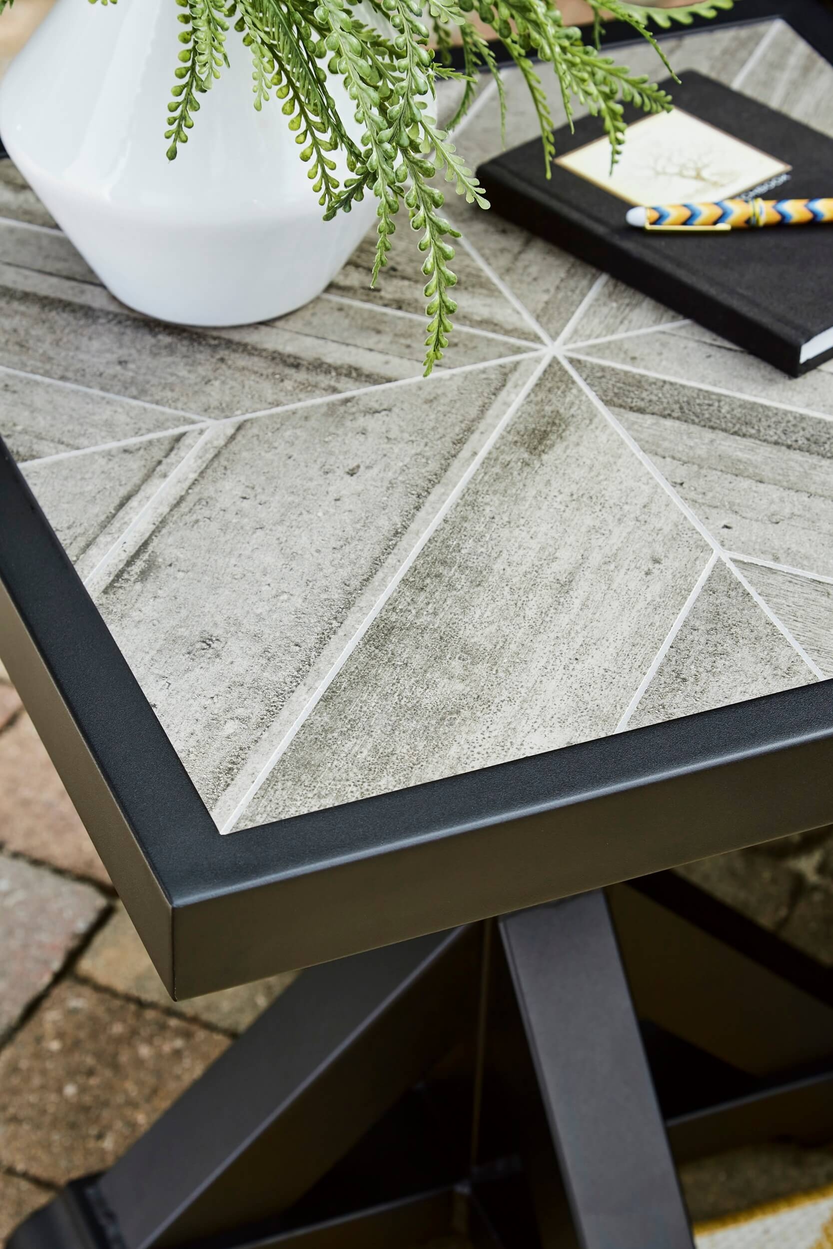 Beachcroft Outdoor Porcelain Top Square End Table