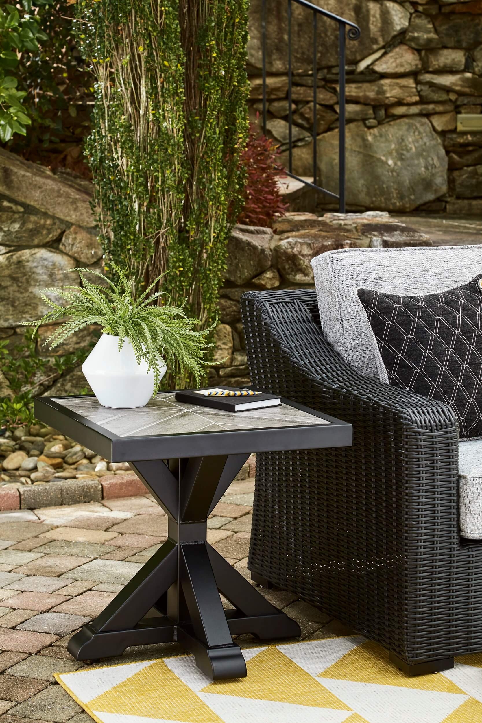 Beachcroft Outdoor Nuvella Fabric/Resin Wicker Patio Seating Set